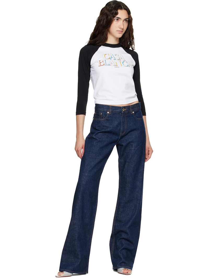 Navy Selvedge Embroidered Laurel Jeans 4