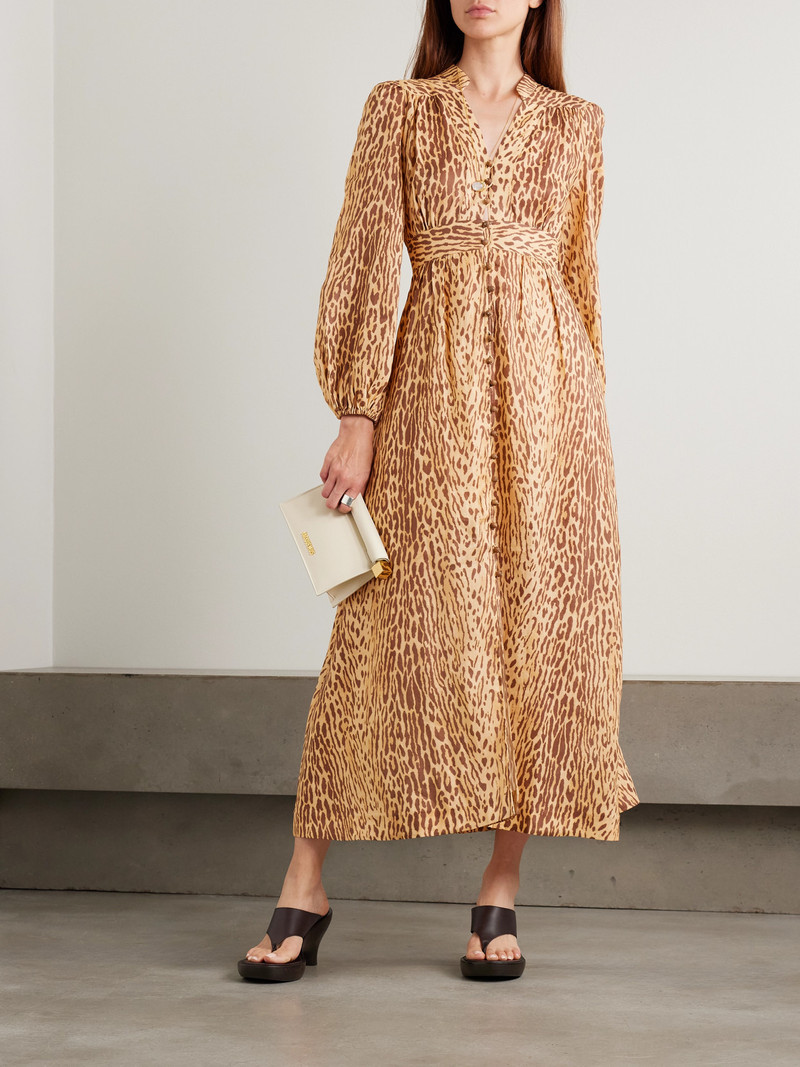 Zimmermann Cascadian Leopard-print Linen Maxi Dress outlook