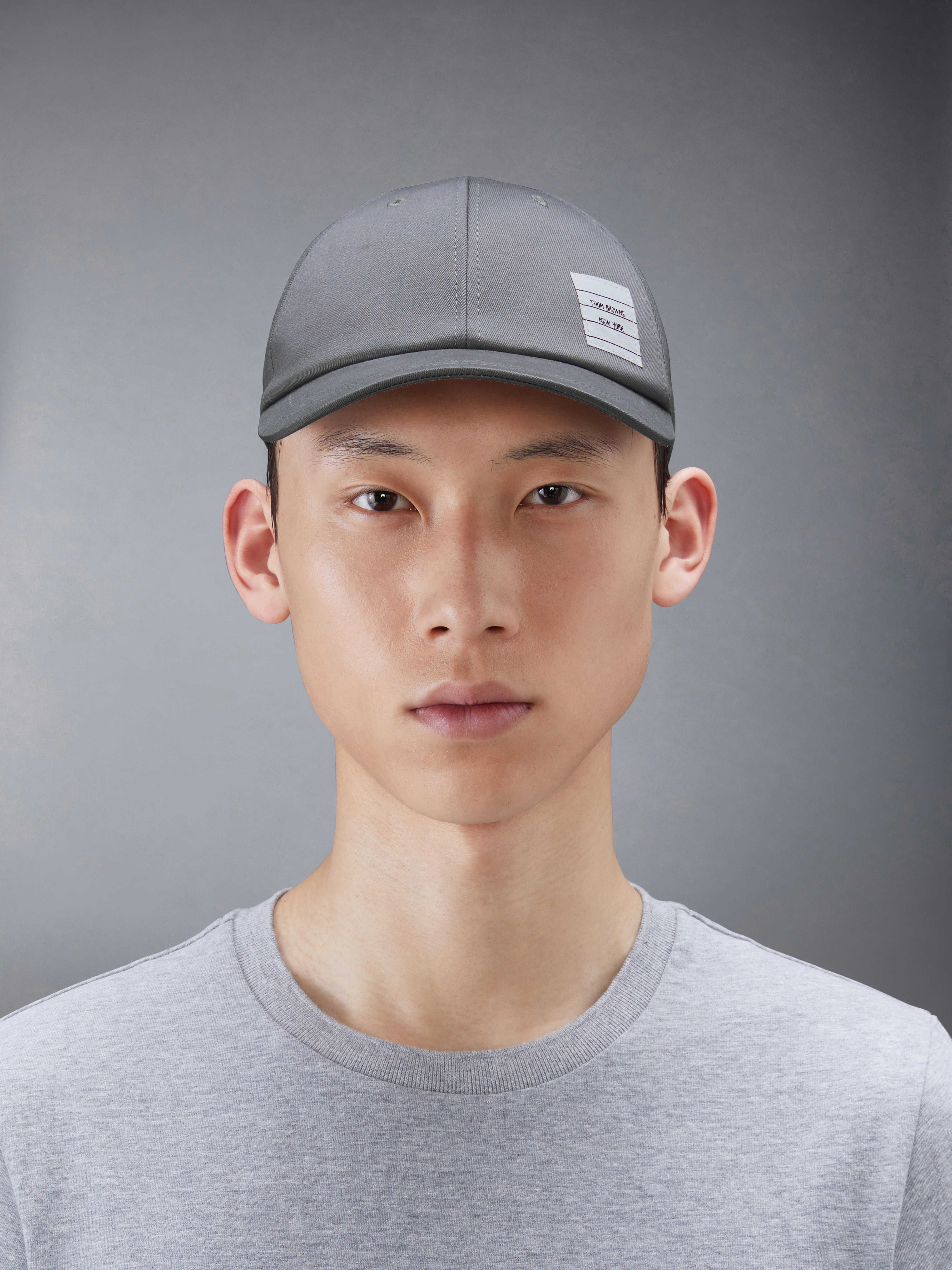 Medium Grey Cotton Twill Baseball Cap - 4