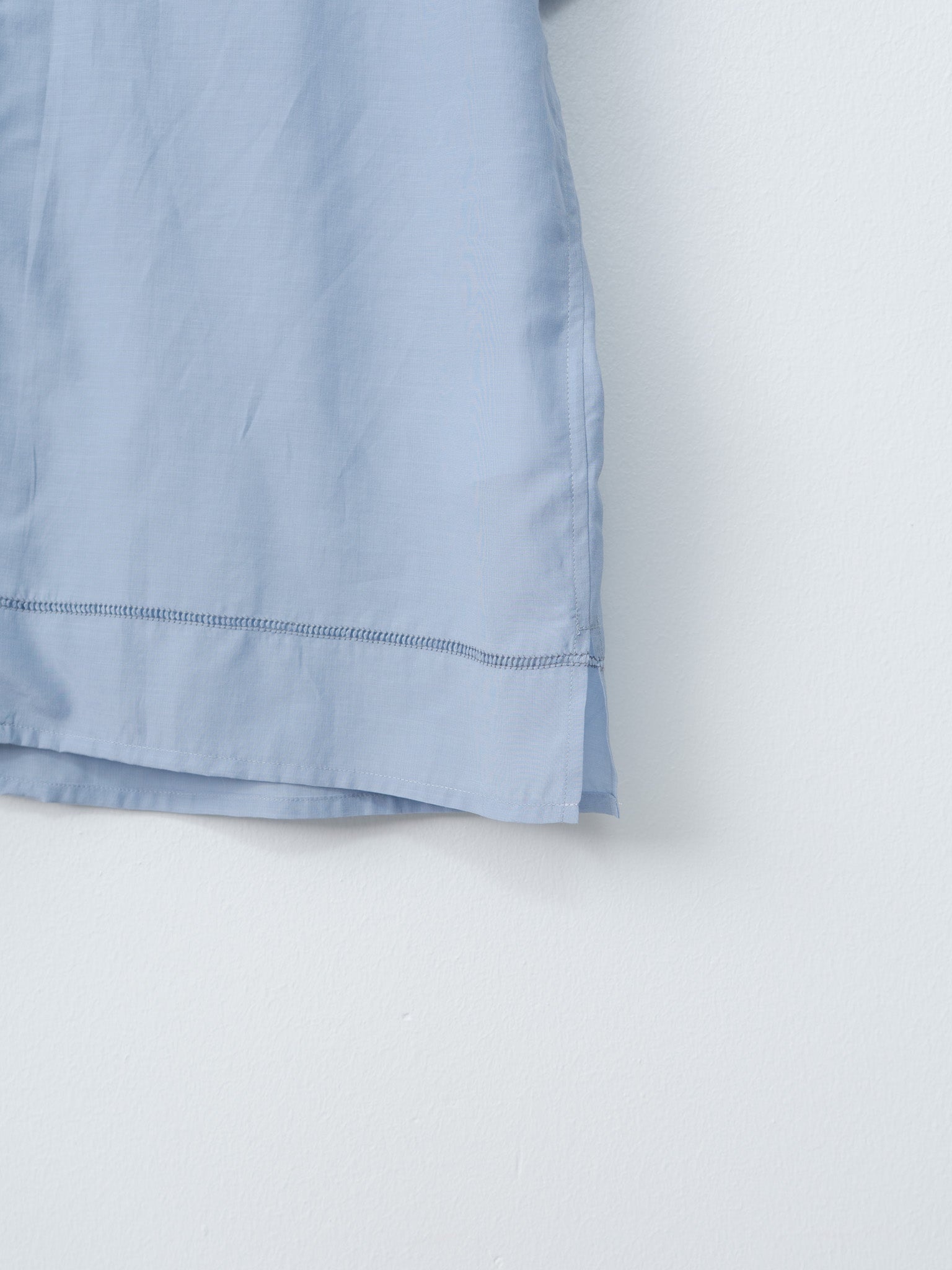 Embroidery Open Collar Shirt - Sax Blue - 7
