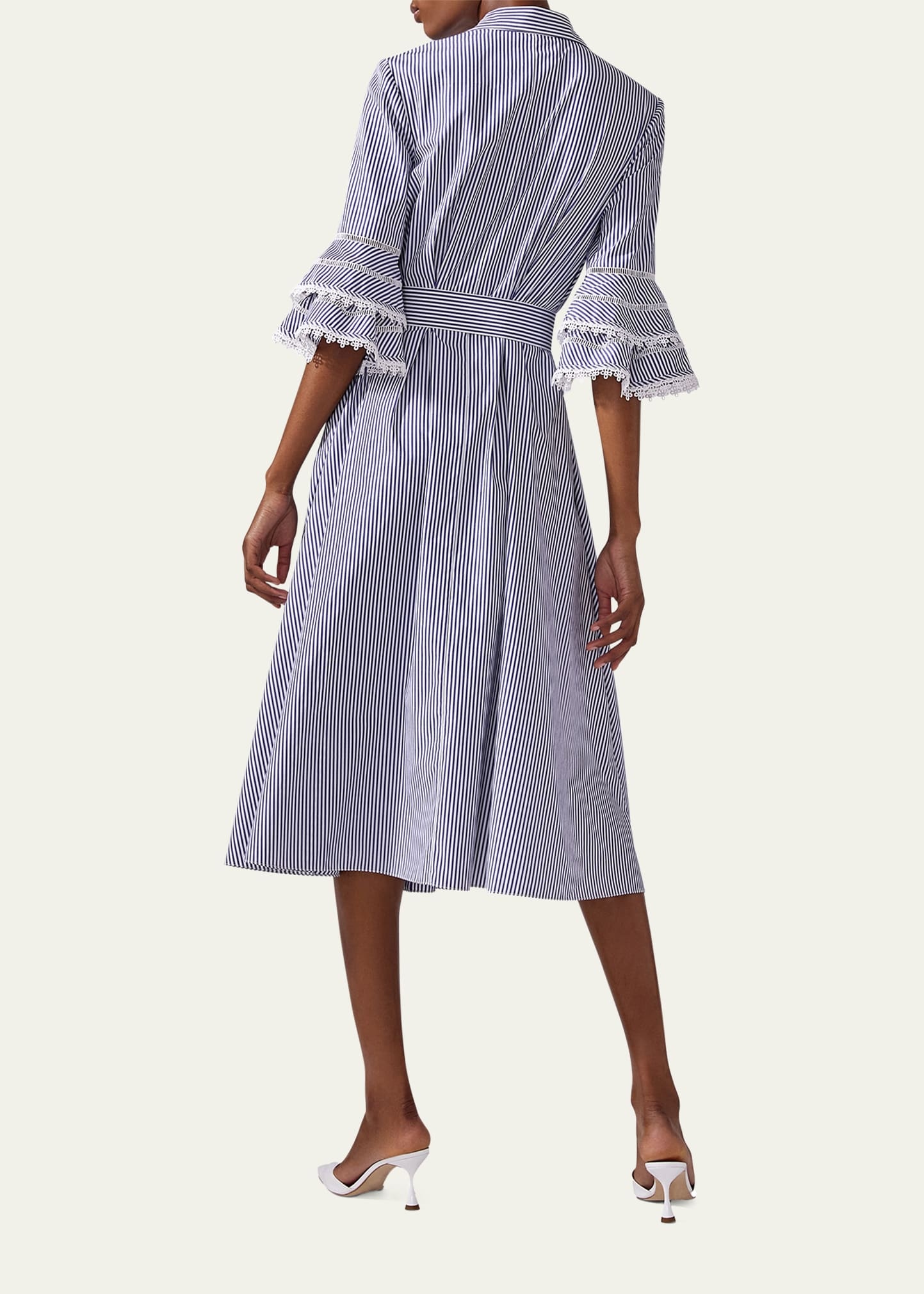 Stripe Tiered Ruffle Sleeve Shirtdress - 3