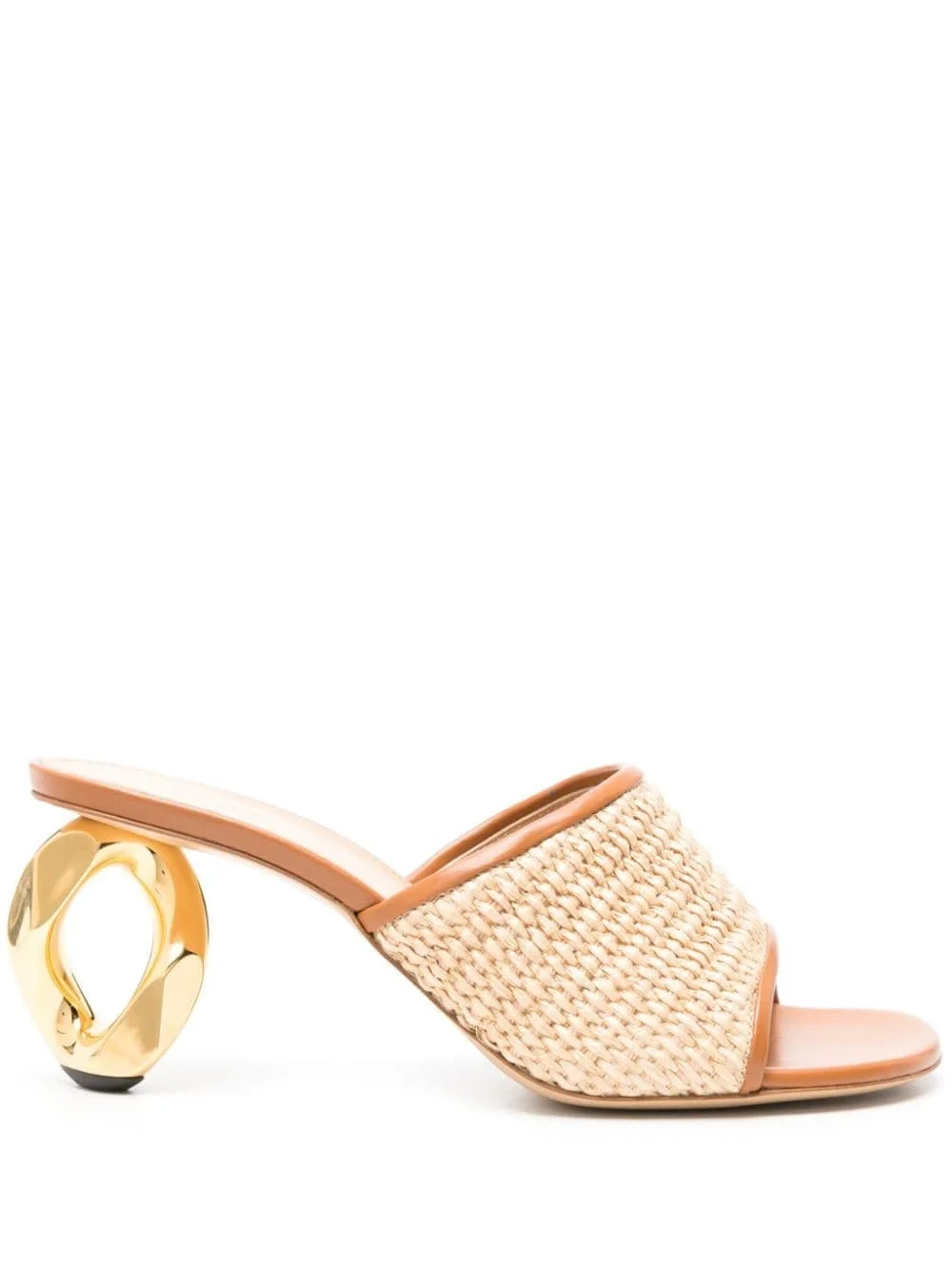 Chain-heel raffia-woven mules - 1