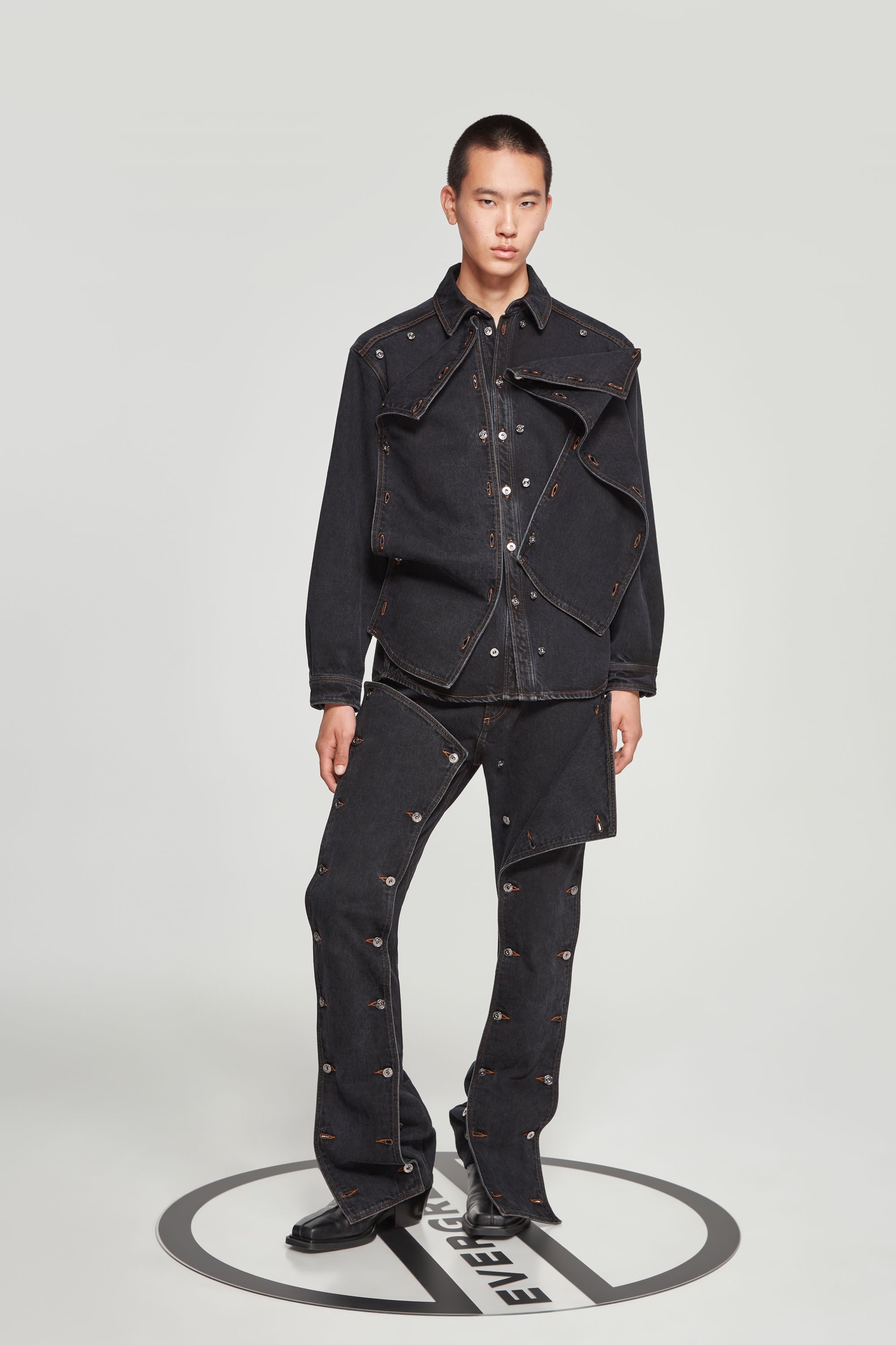 Classic Button Panel Denim Shirt - 2