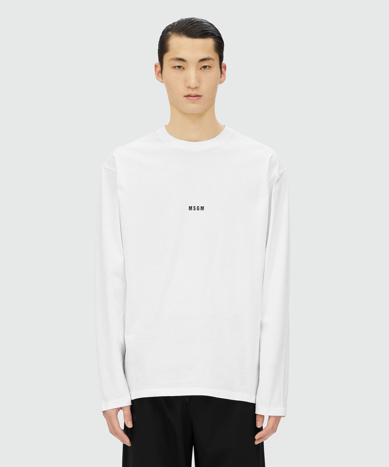 MSGM White jersey T-shirt with micro logo print outlook