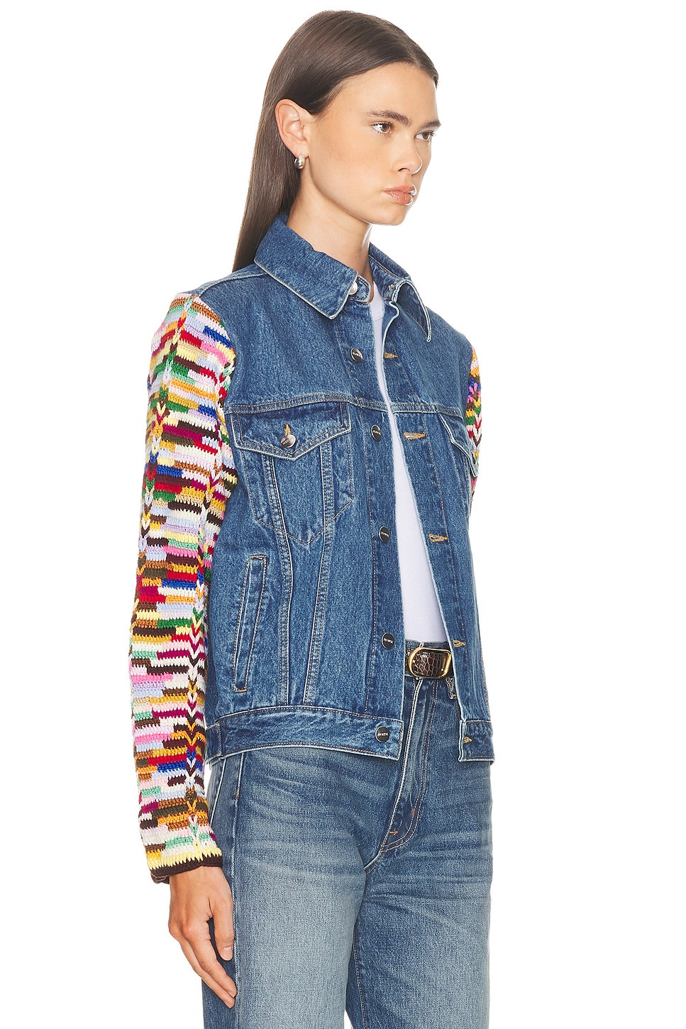 Crochet Sleeves Denim Jacket - 2