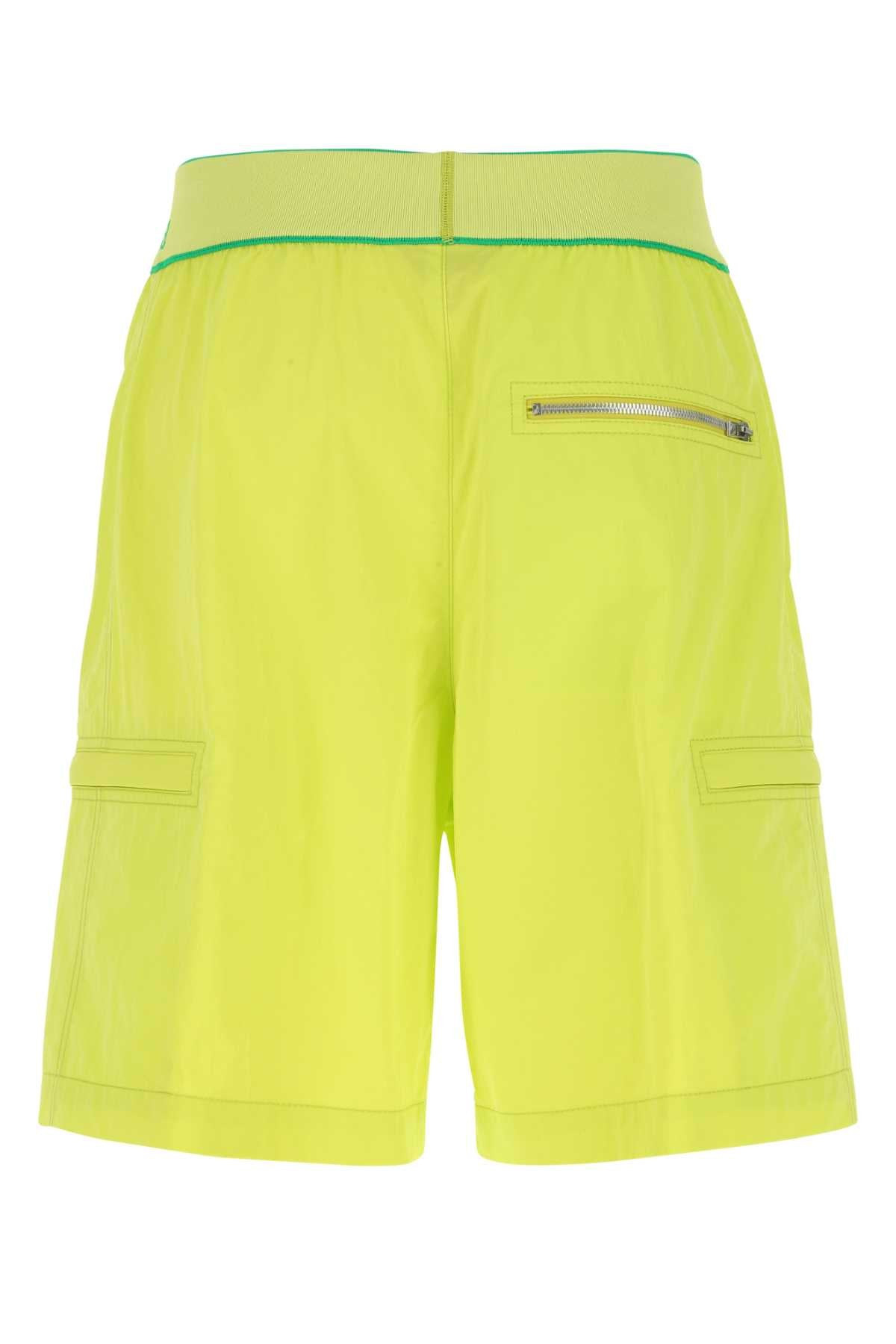 Bottega Veneta Men Acid Green Nylon Bermuda Shorts - 2