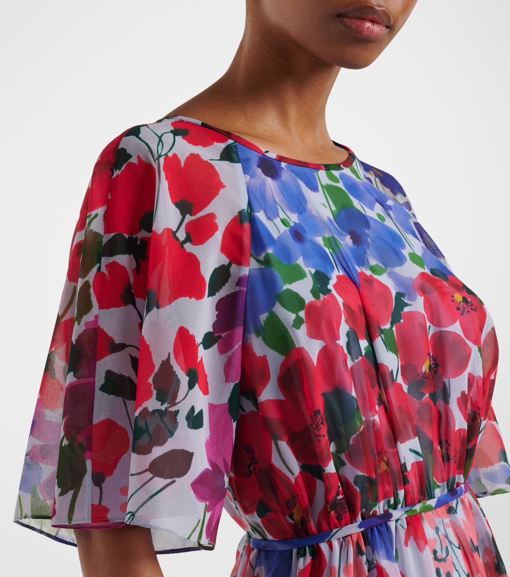 Floral gathered midi dress - 4