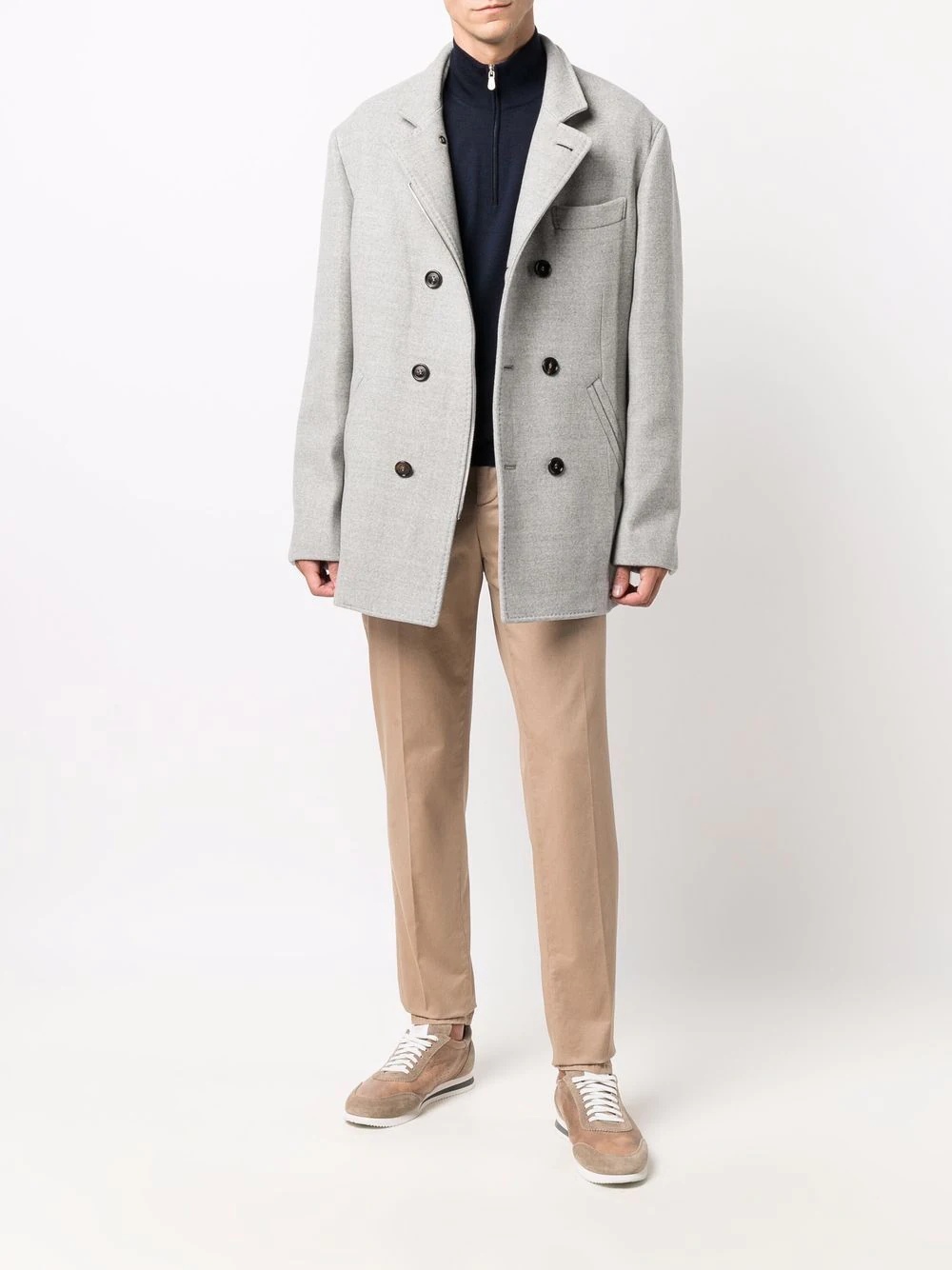 double-breasted cotton-wool coat - 2