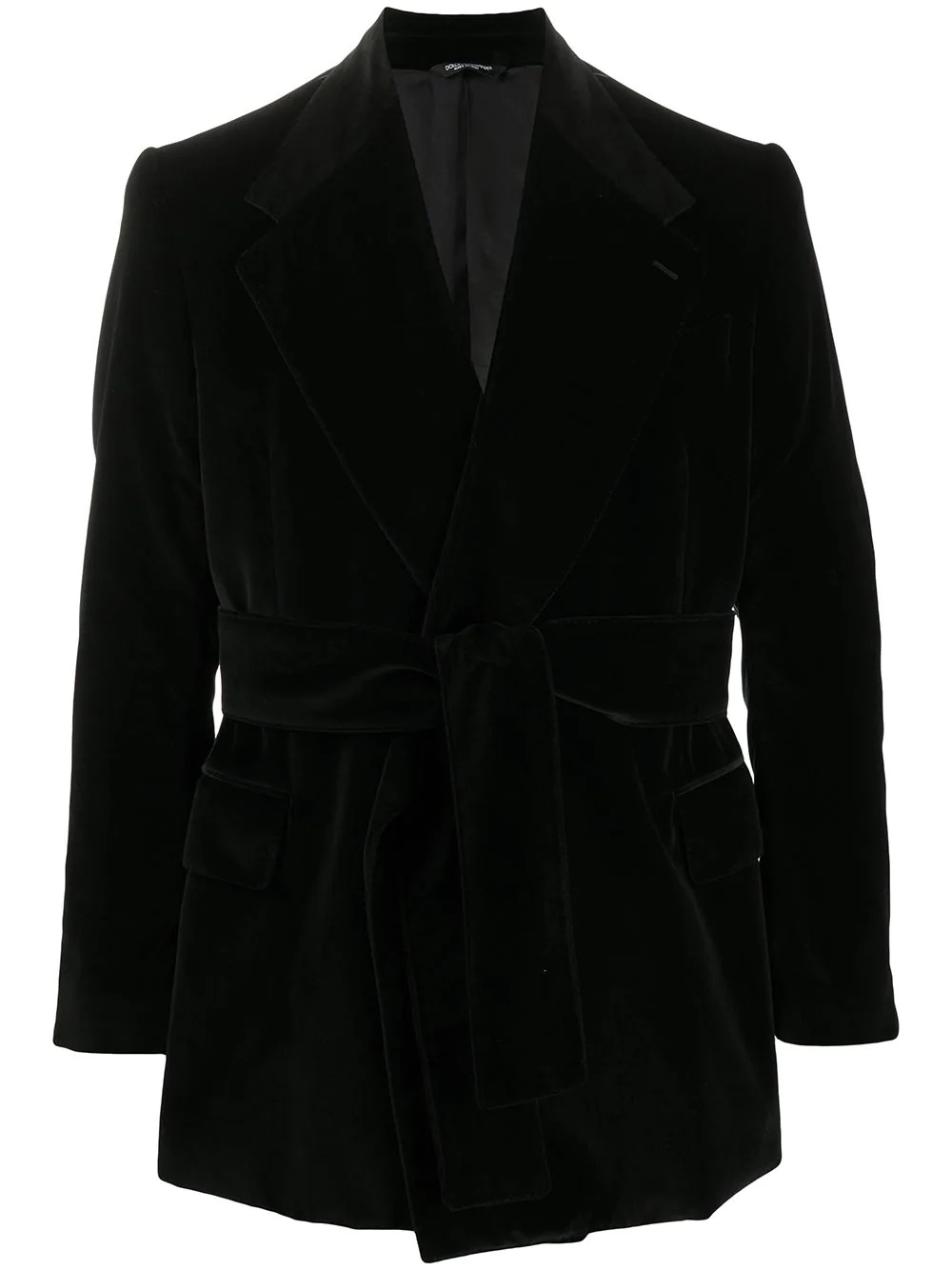 notch-lapel tie-waist jacket - 1