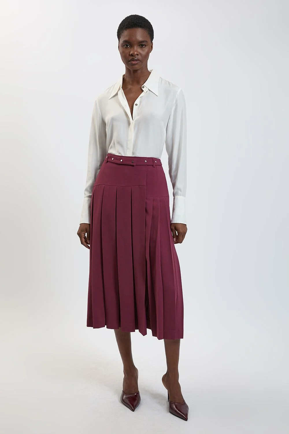 Tailored Crepe Pleated Kilt Skirt - 1