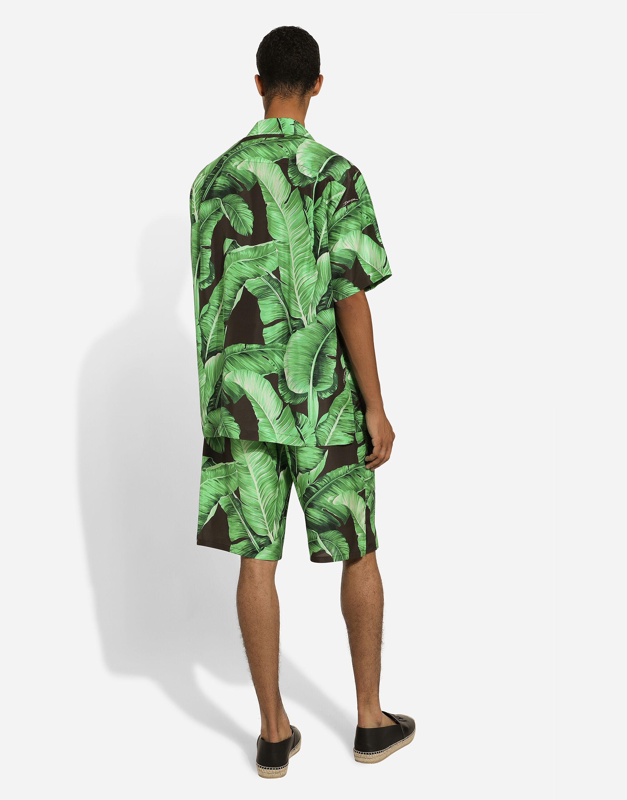 Banana-tree-print silk shorts - 3
