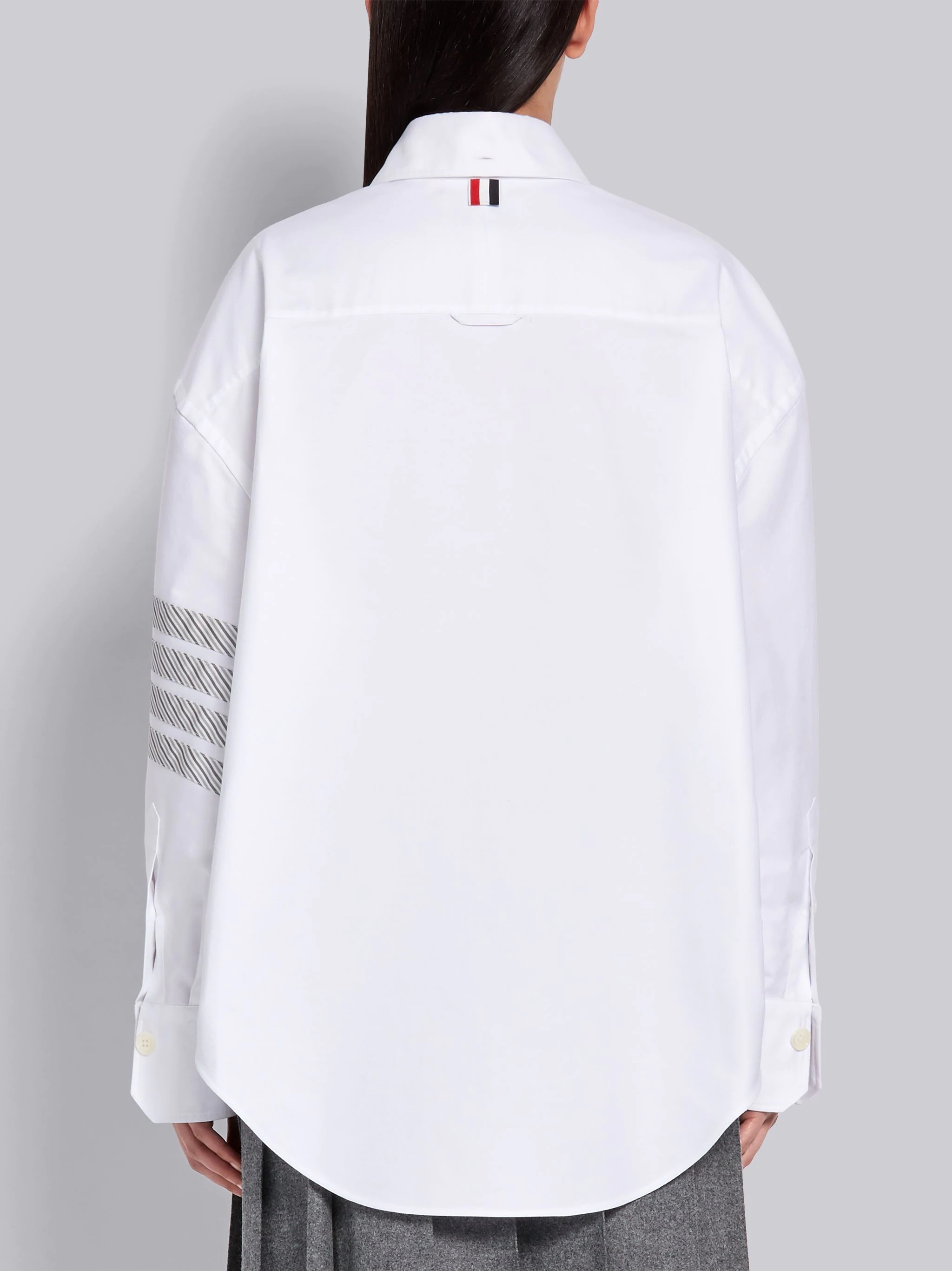 White Cotton Oxford Supersized 4-Bar Shirt - 3