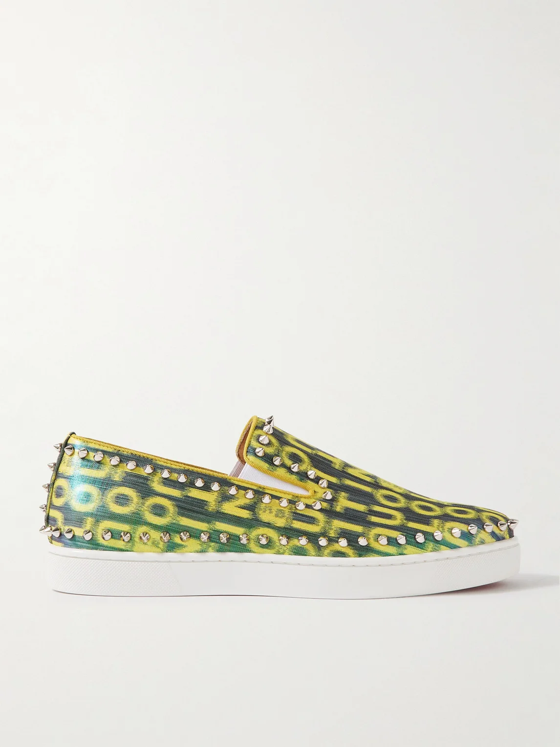 Pik Boat Spiked Glittered Logo-Print Canvas Slip-On Sneakers - 1