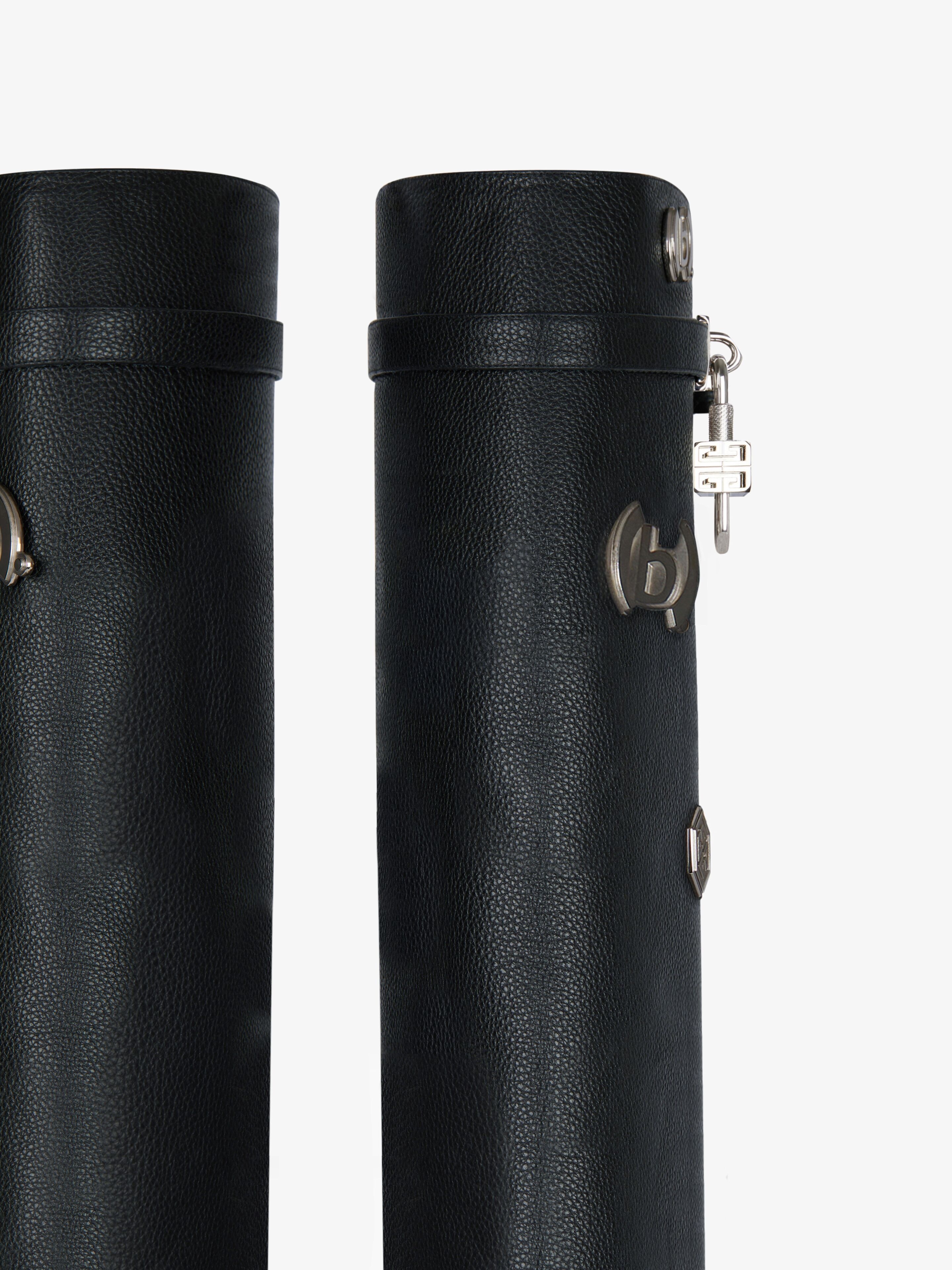 SHARK LOCK BIKER BOOTS IN GRAINED LEATHER WITH PINS - 5