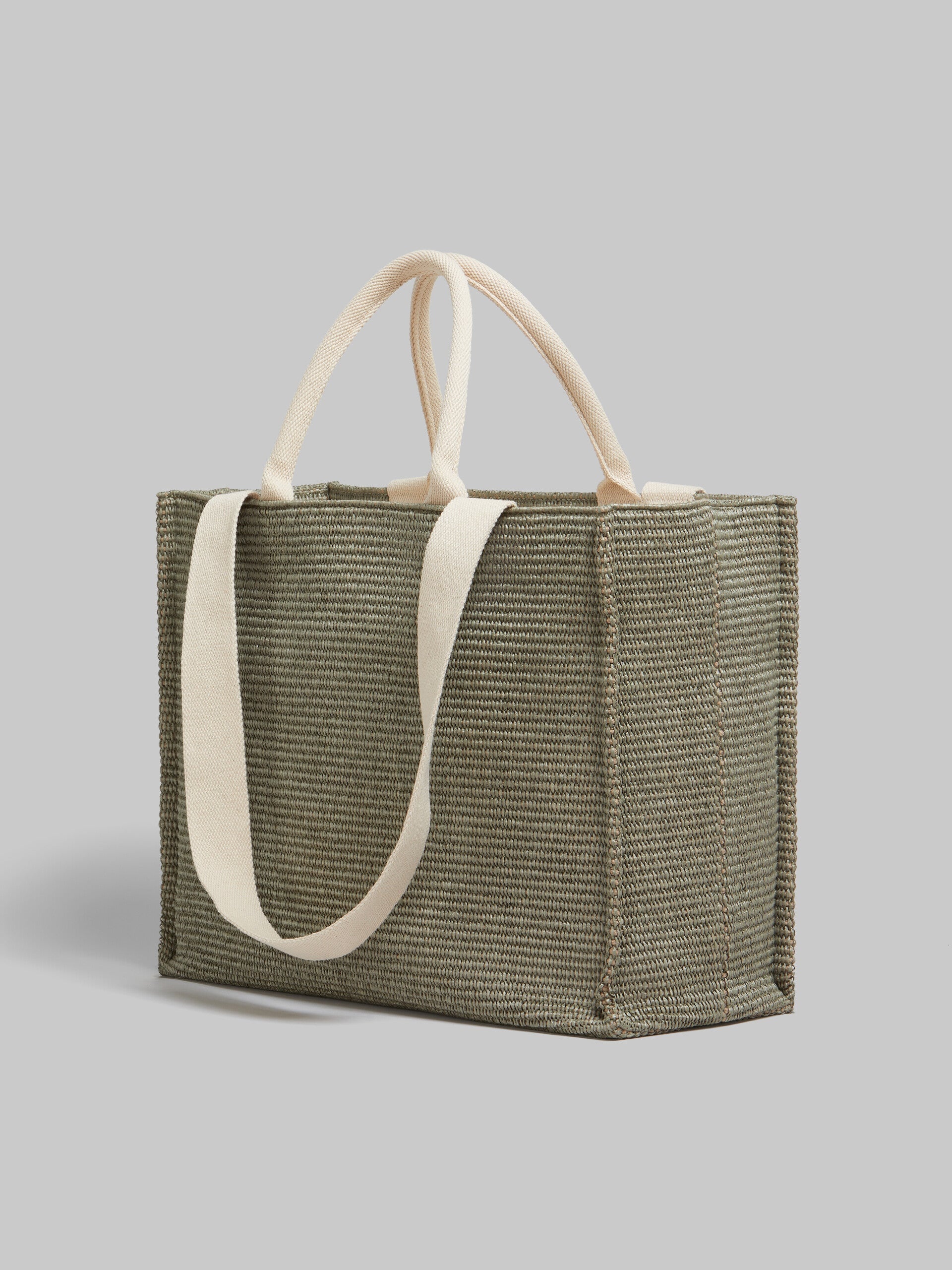 Green Raffia-Effect Large Tote Bag - 3
