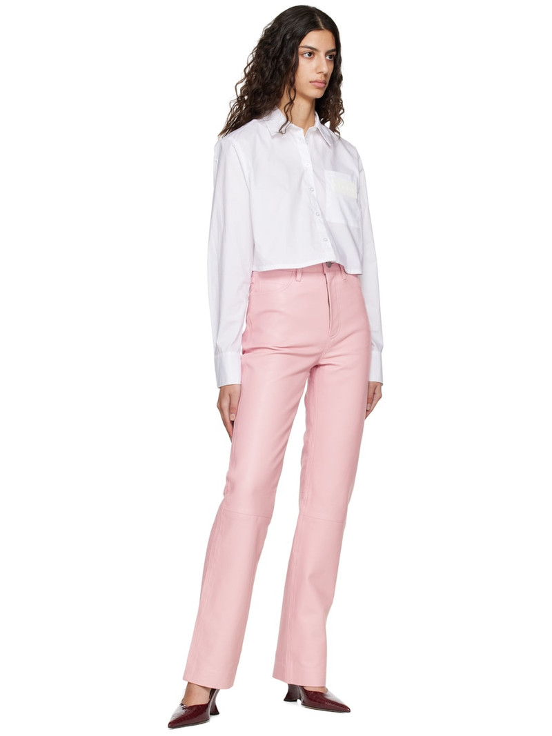 REMAIN Birger Christensen Pink Straight Leather Pants outlook