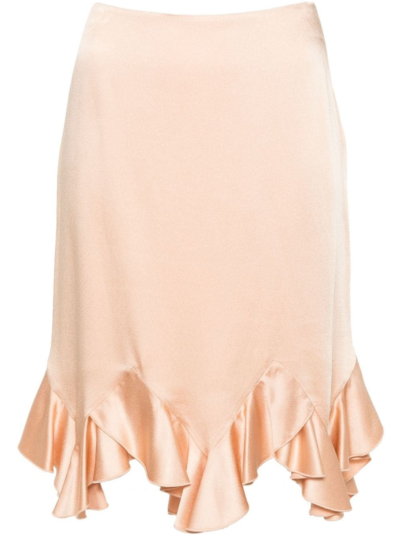 ruffled satin midi skirt 1