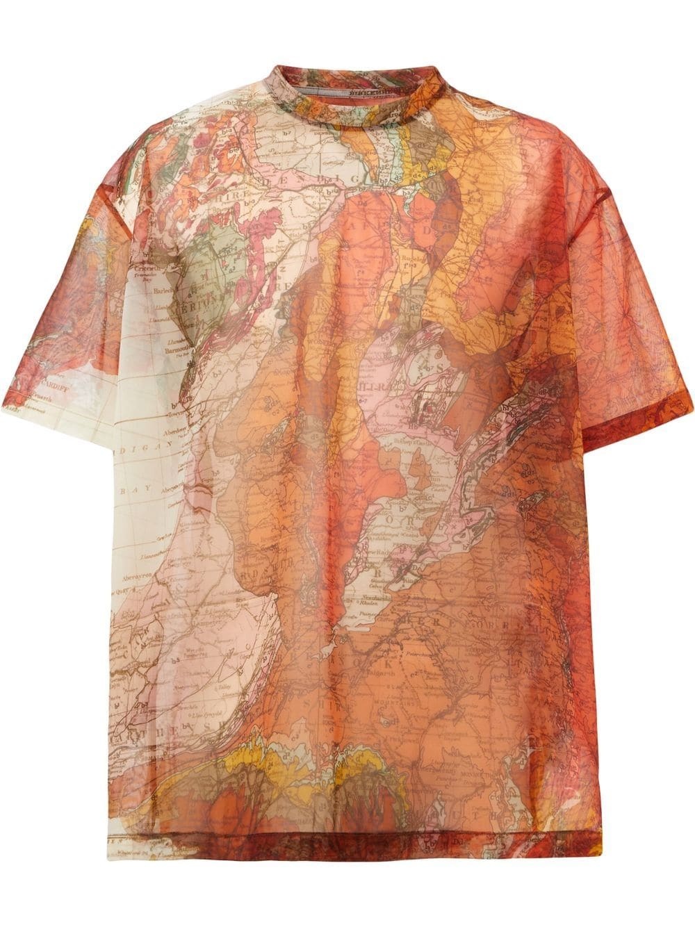 map print mesh T-shirt - 1