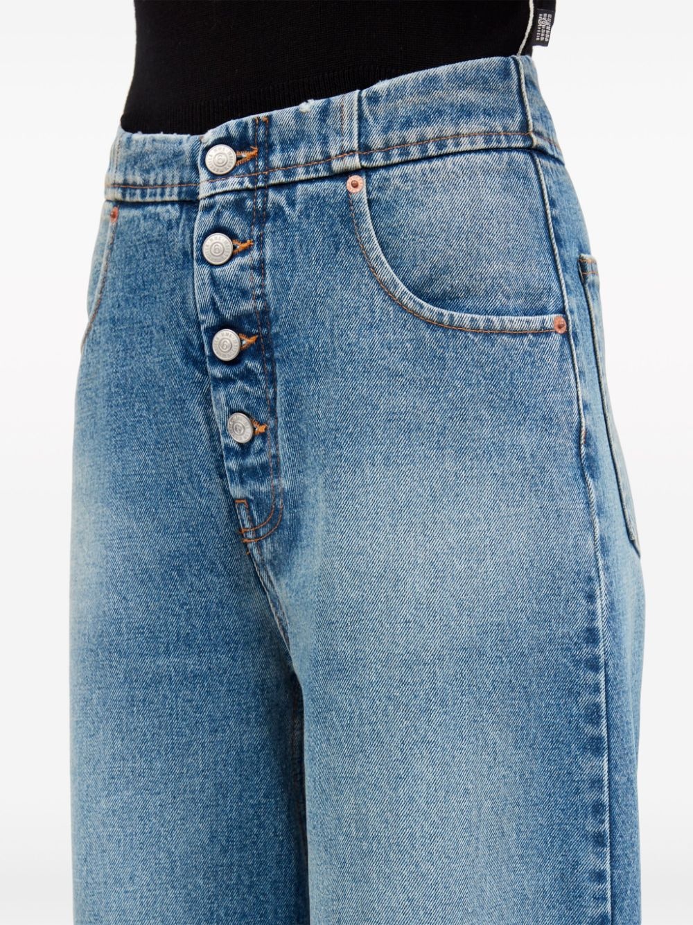 wide-leg cotton jeans - 7