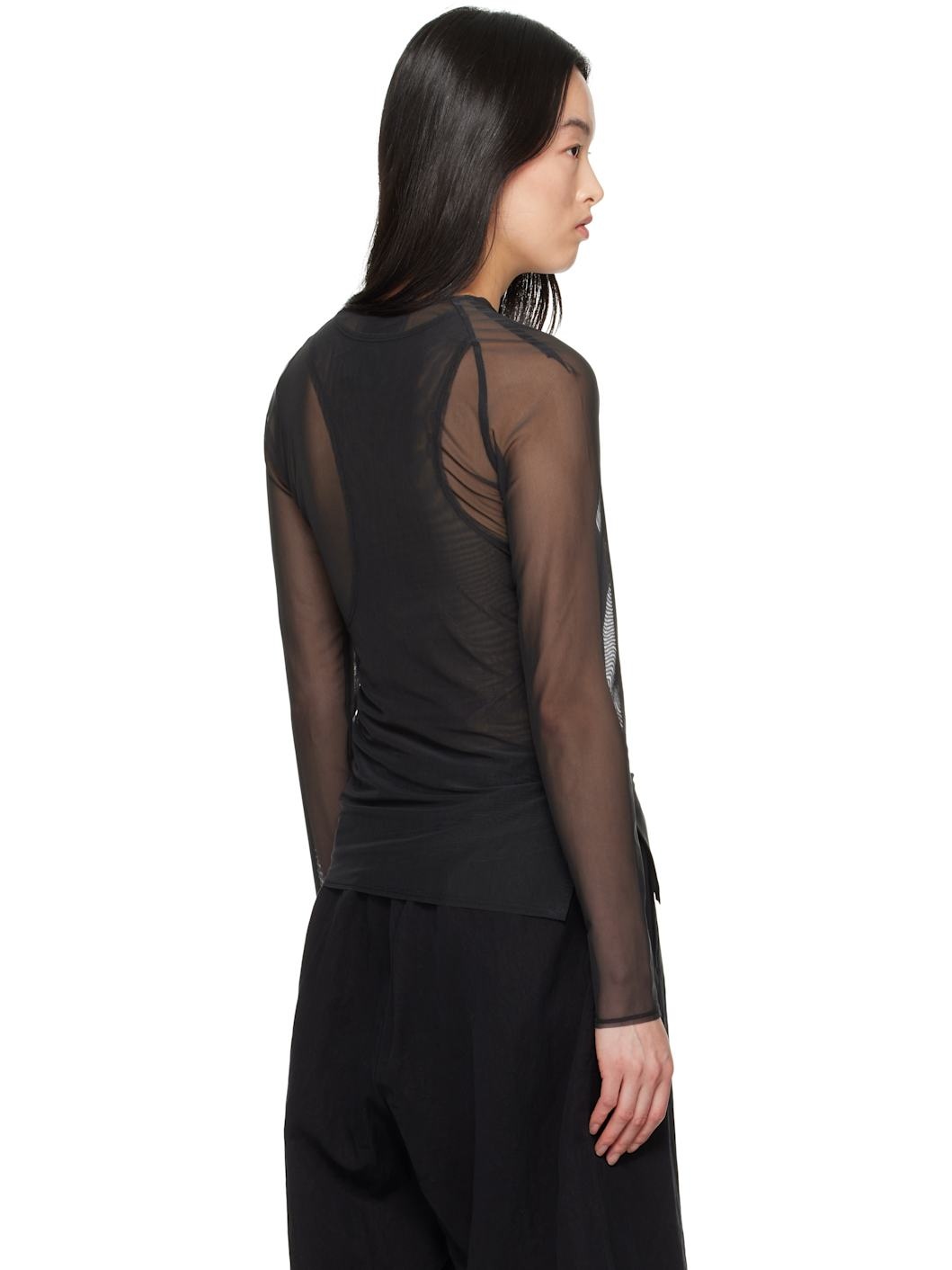 Black Mesh Fitted T-shirt - 3