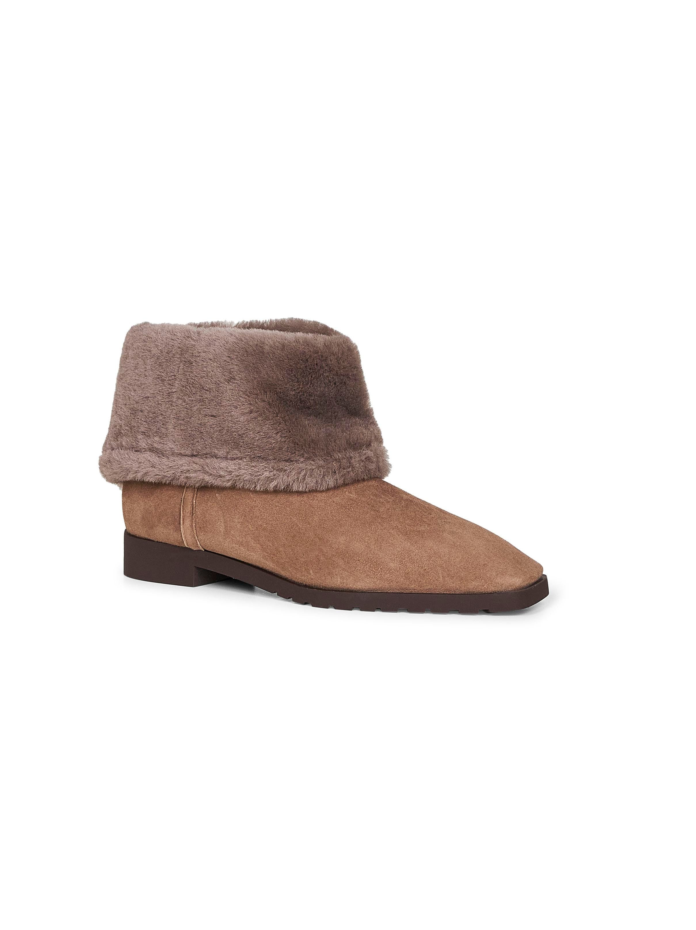 Brown fold-down shearling ankle boots - 2