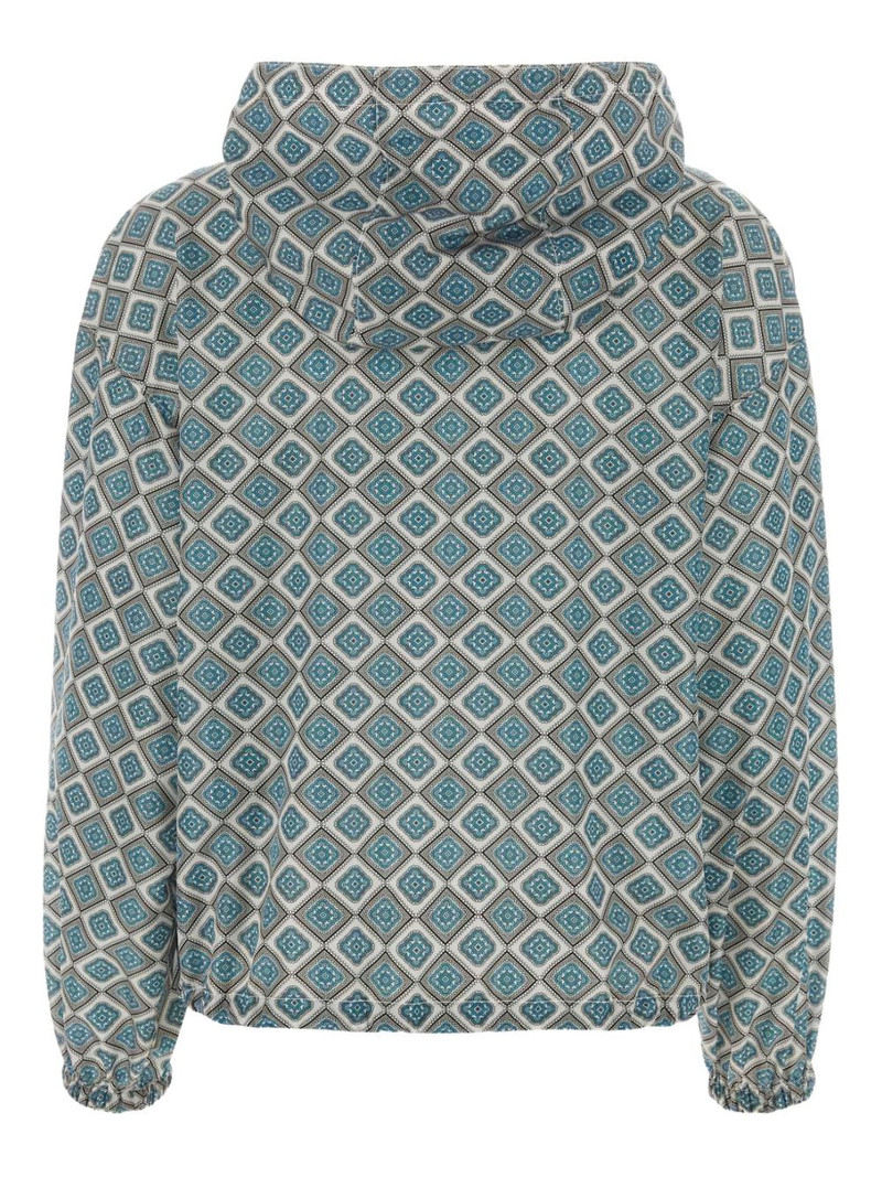 Prada geometric-print hooded jacket outlook