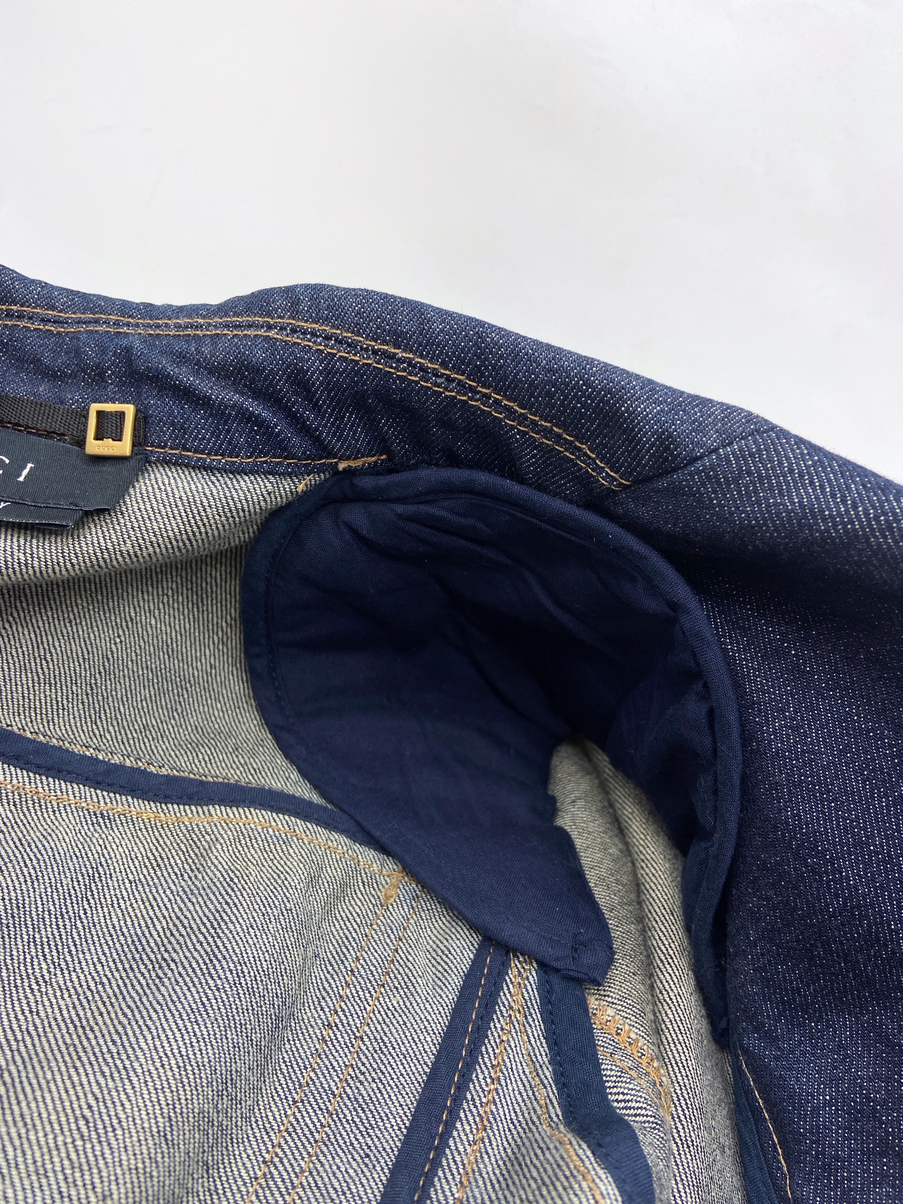 Gucci Fall 2003 Tom Ford Blue Denim Military Blazer Jacket 40 - 8
