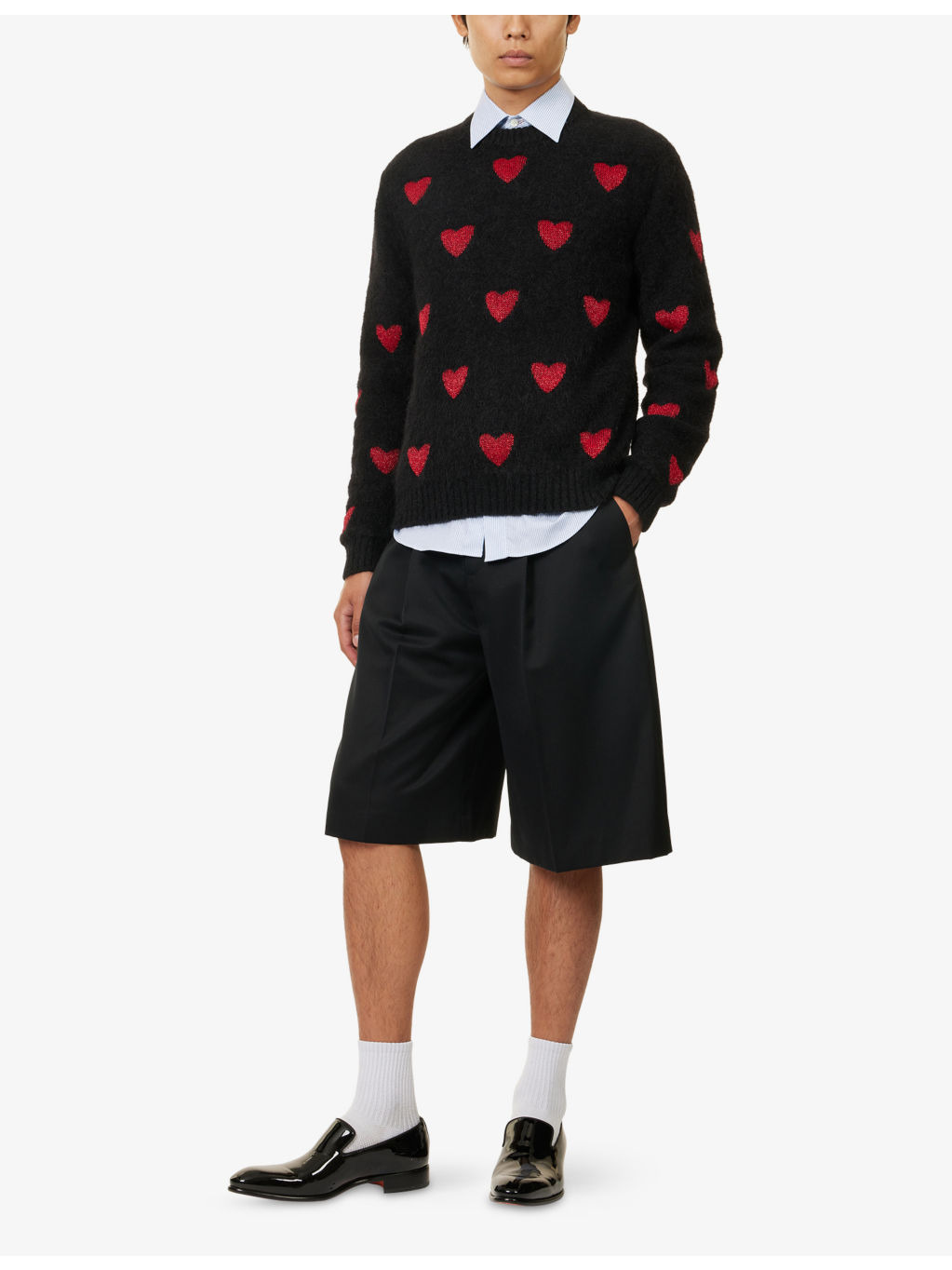 Heart-Print Crewneck Knitted Jumper - 2