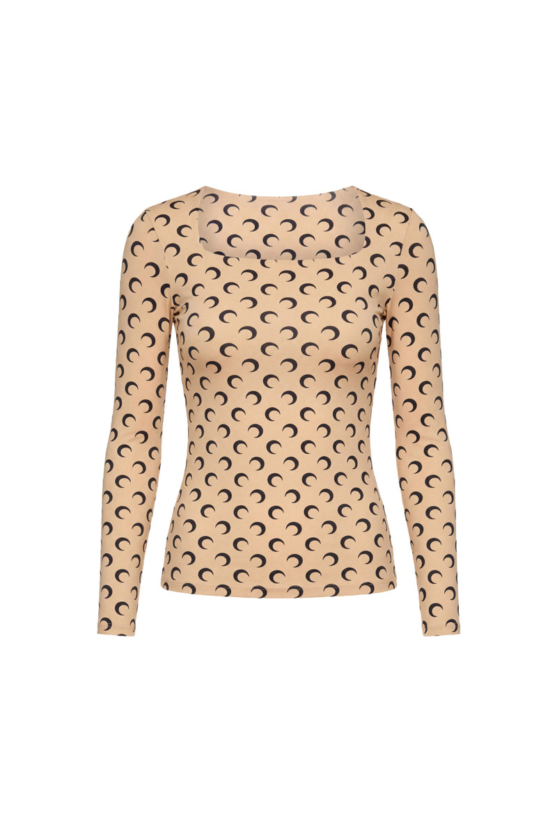 MOON PRINTED JERSEY LS SQUARENECK TOP 1