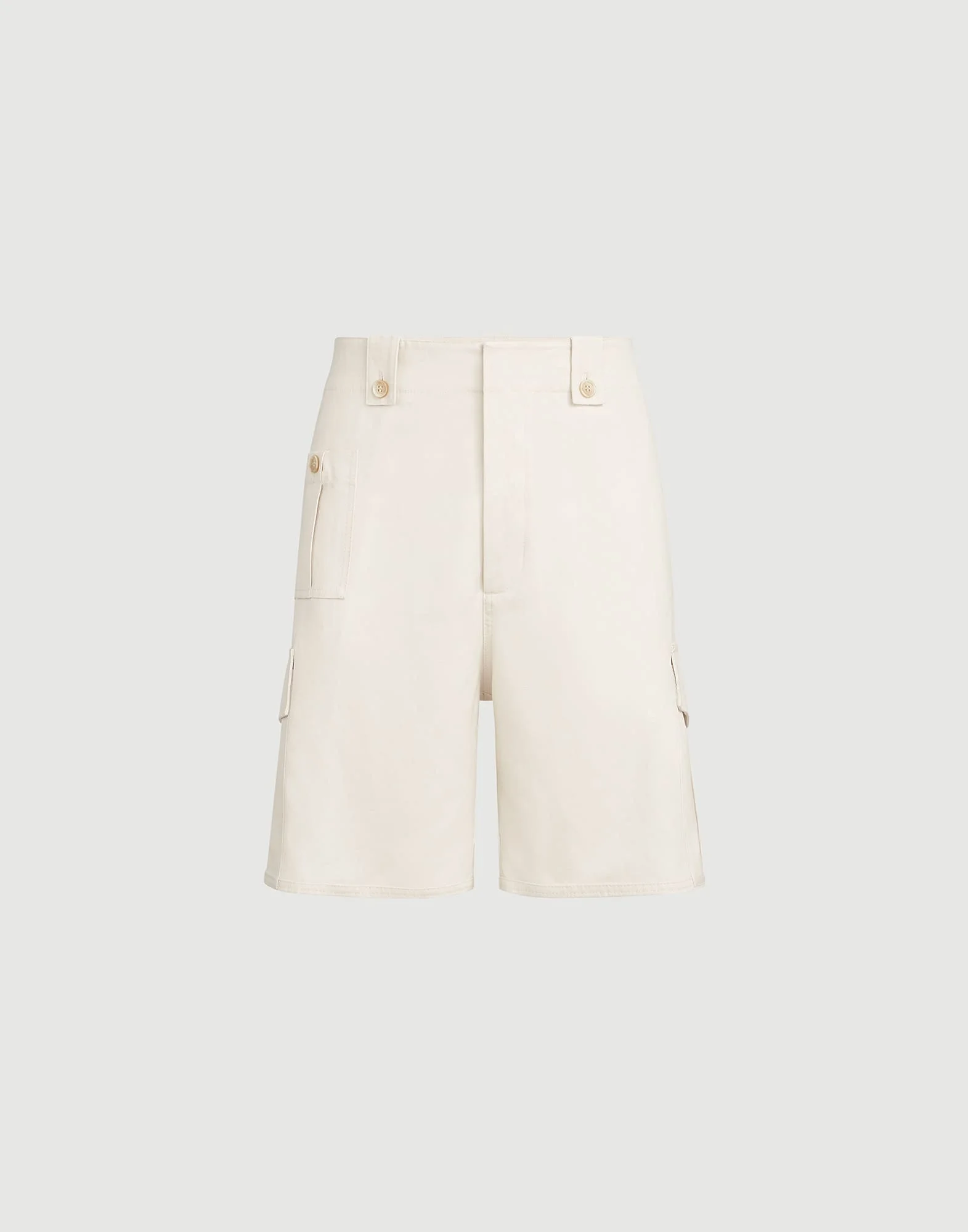 Cotton and linen canvas Bermuda shorts with cargo pockets - 1
