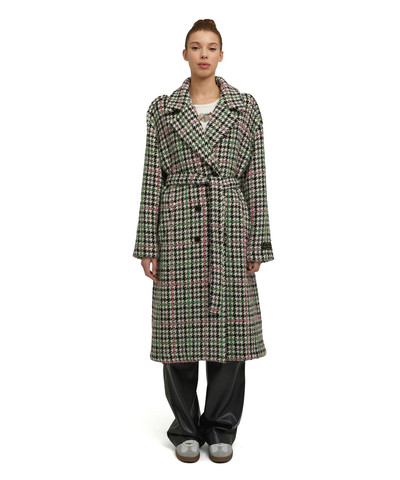 MSGM Wool double-breasted trench coat with belt and "Houndstooth Check" motif outlook