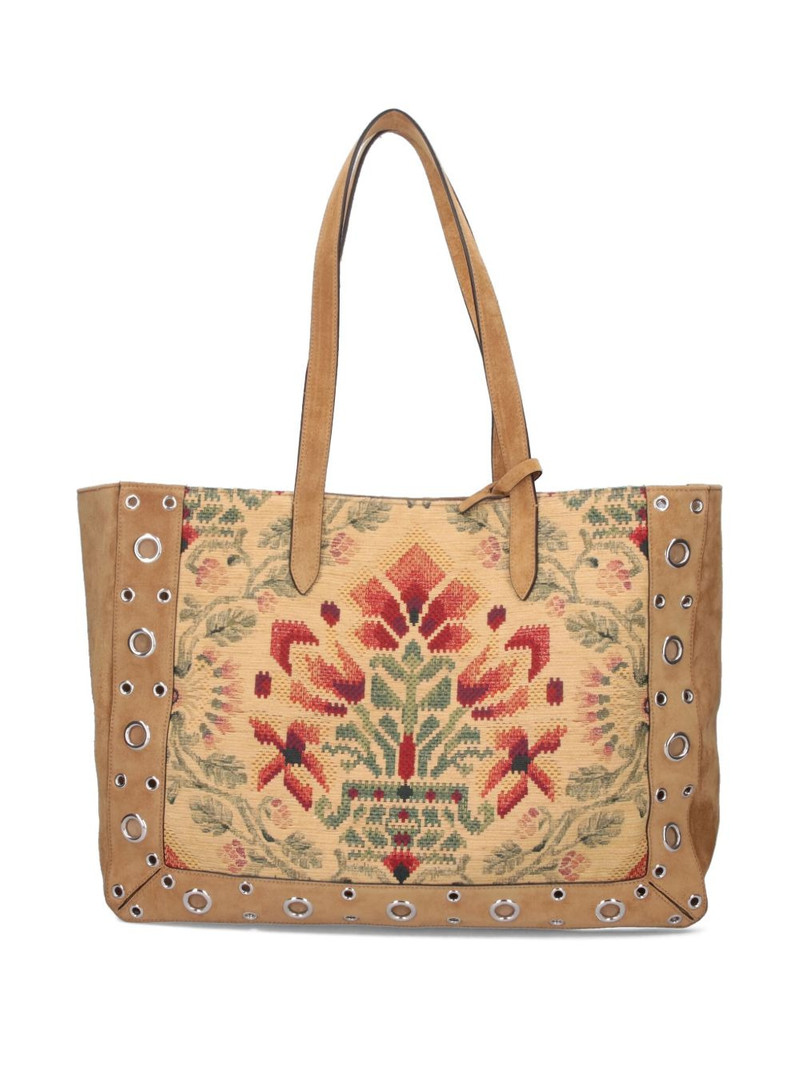 Valentino Nellcôte floral-pattern studded tote bag outlook