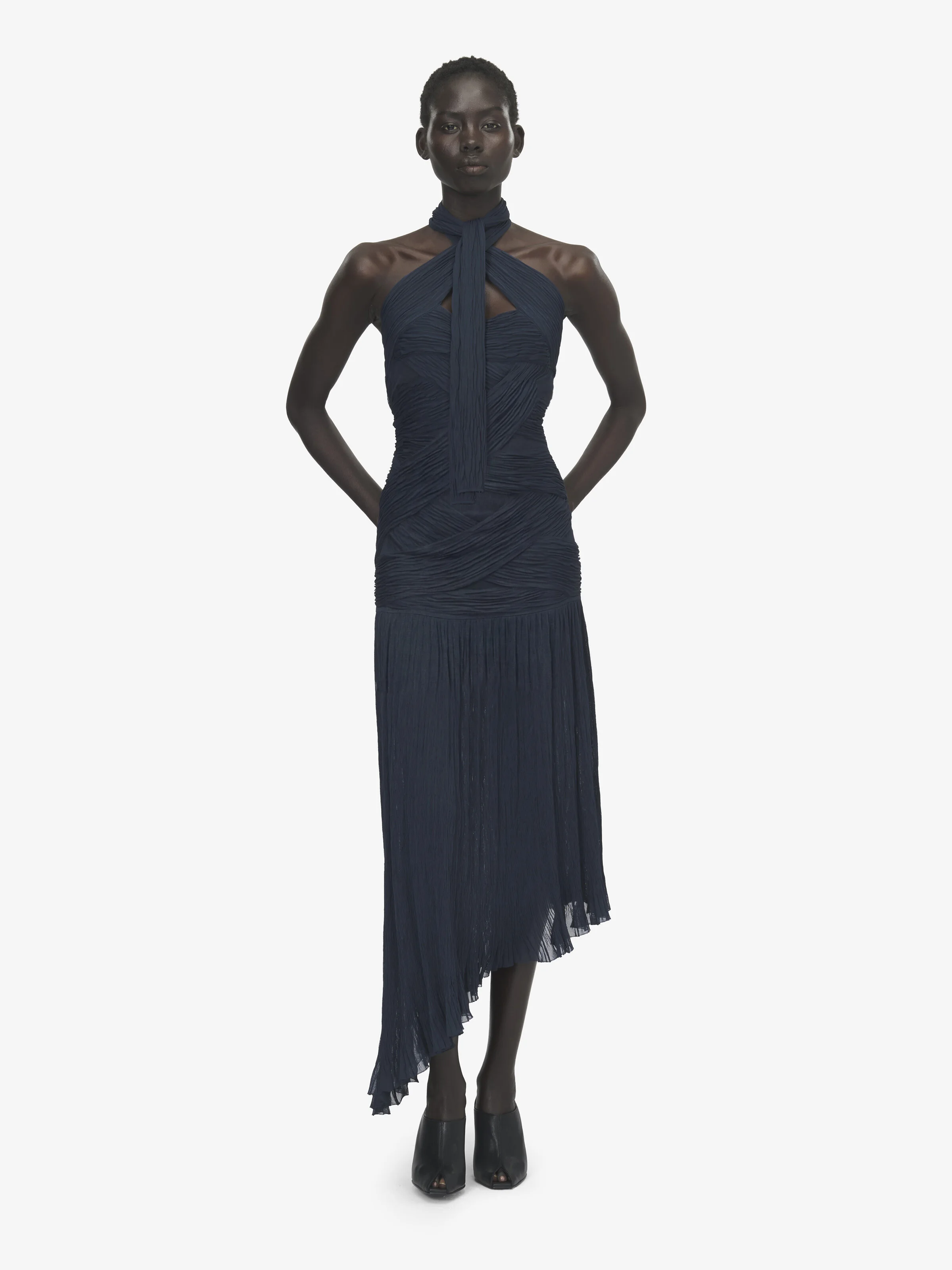 Asymmetric Ruched Dress - 1