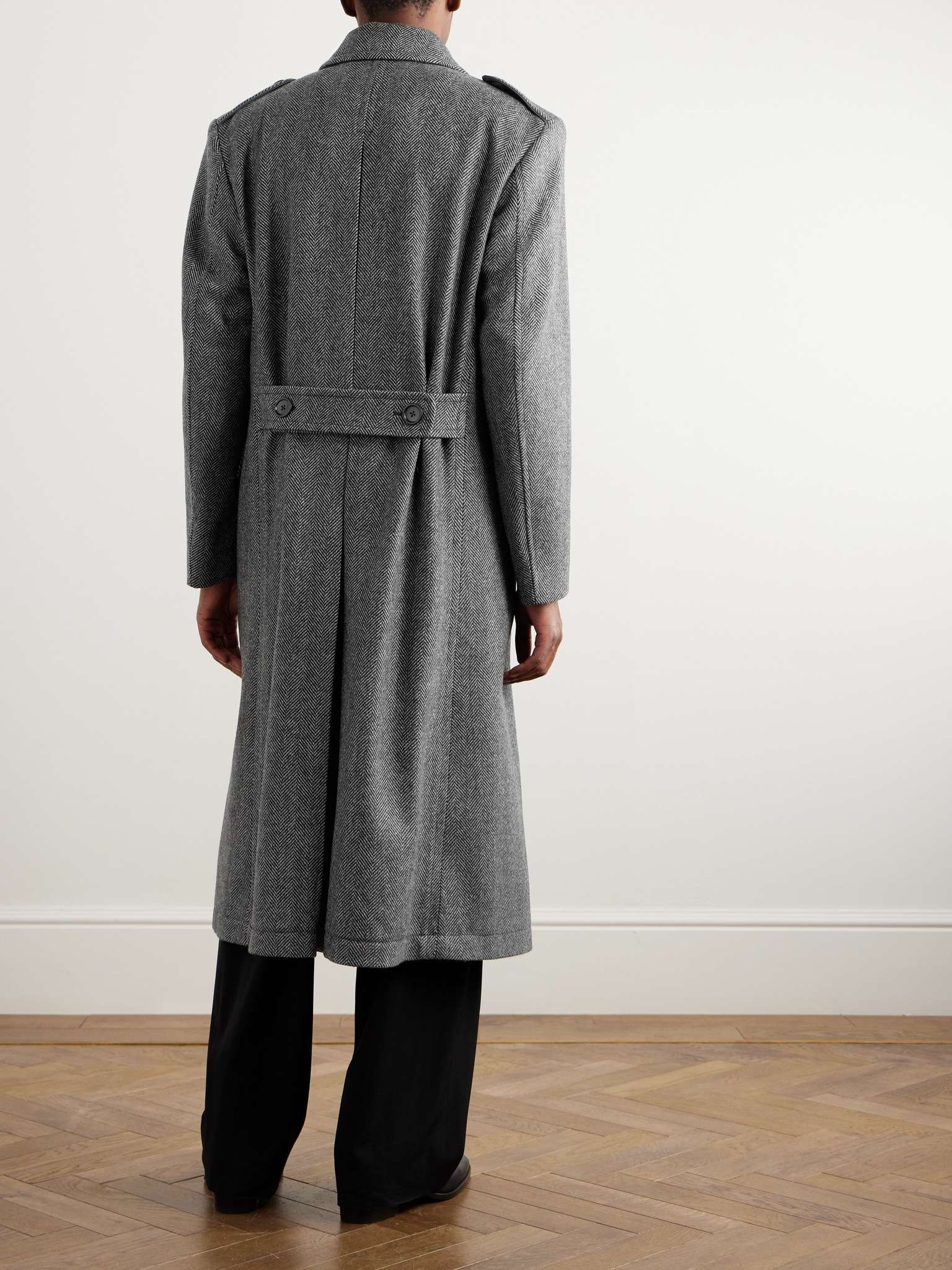 Double-Breasted Herringbone Virgin Wool Coat - 4