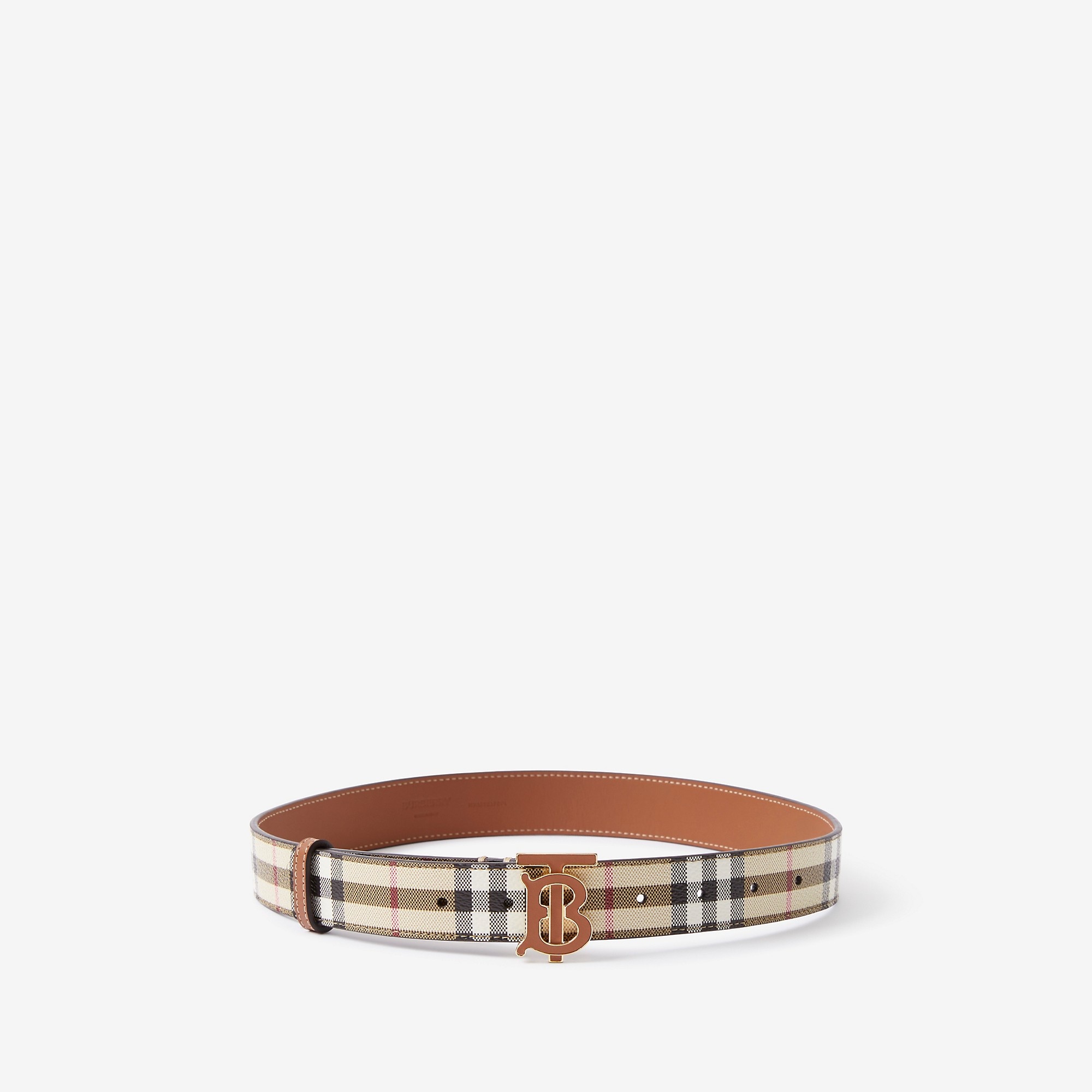 Check and Leather TB Belt - 1