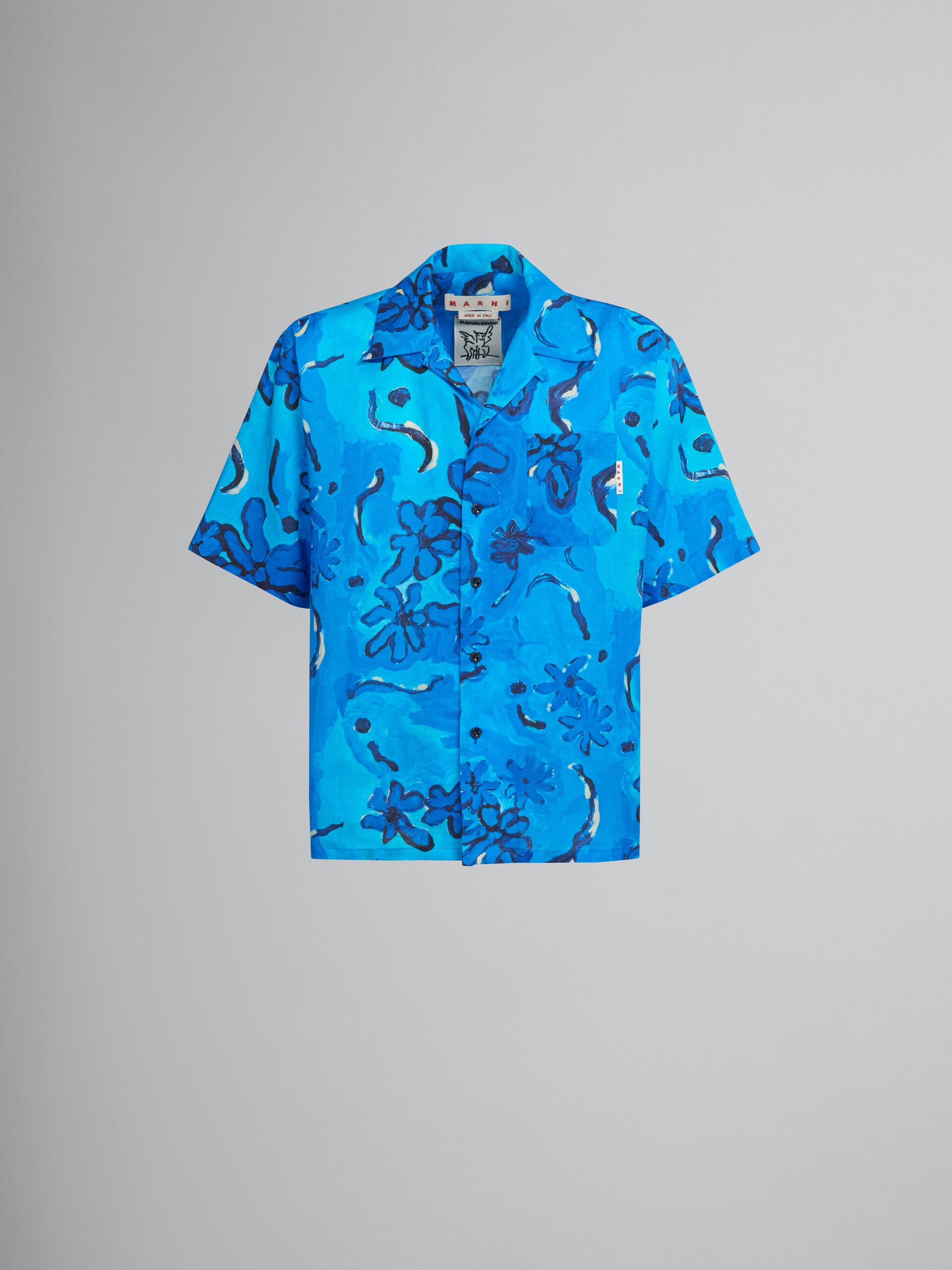 PRINTED BLUE RAMIÉ BOWLING SHIRT - 1