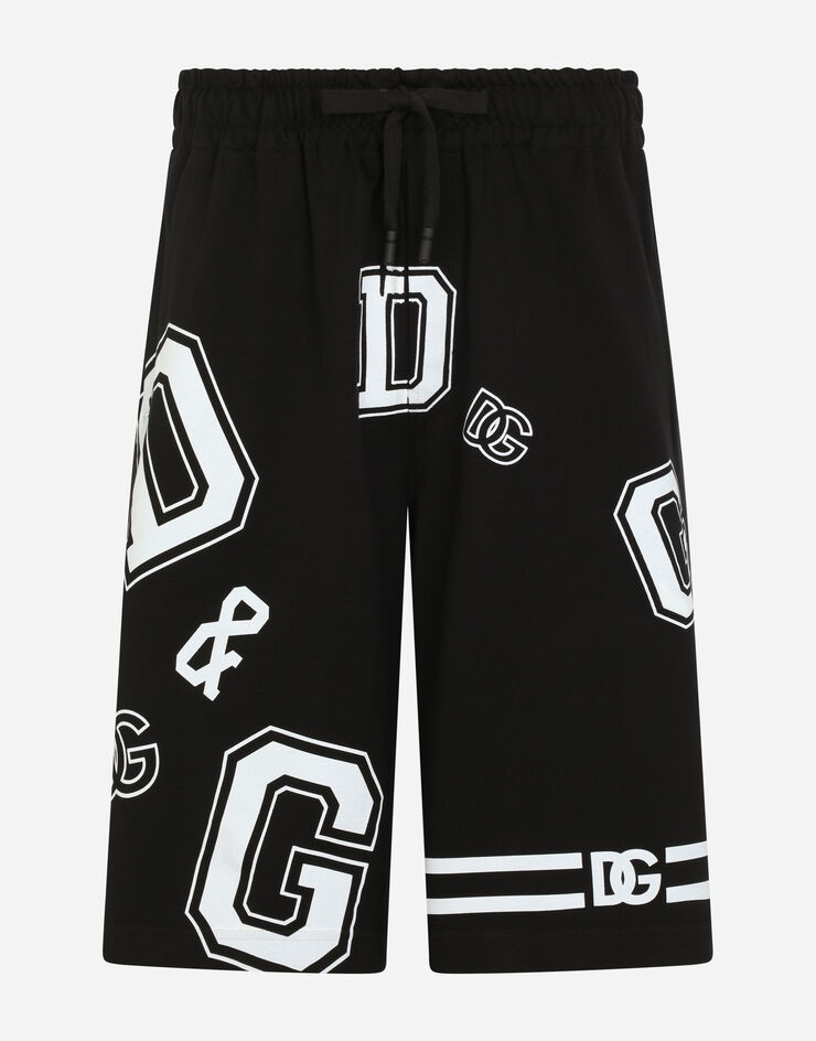 Cotton jogging shorts with all-over DG print - 3