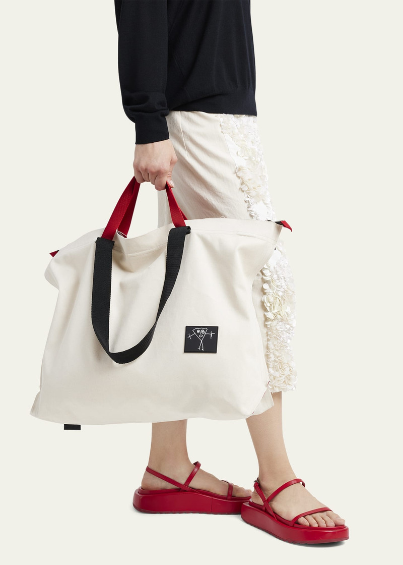 Plan C Large Pili and Bianca Canvas Shopper Tote Bag outlook