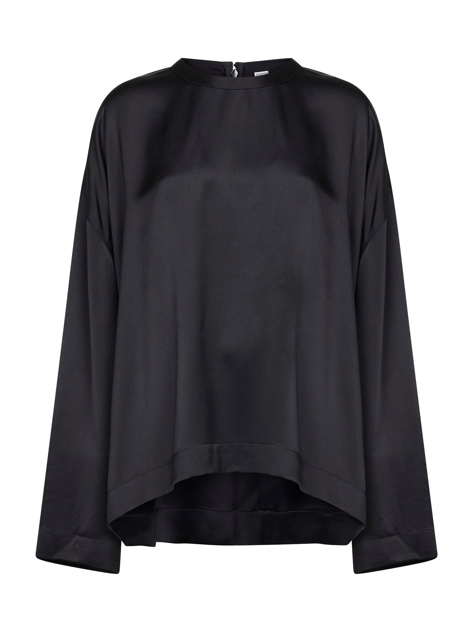 Black viscose satin boxy top - 1