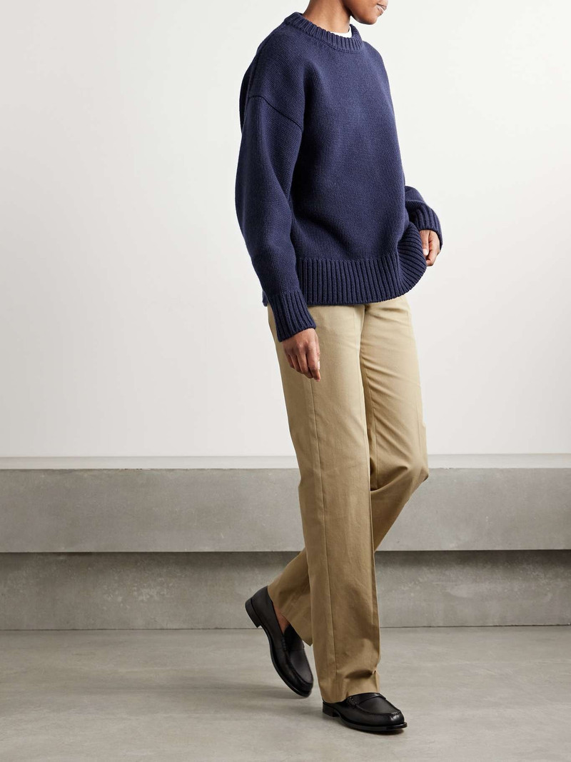 The Row Selvie cotton-blend twill straight-leg pants Beige outlook