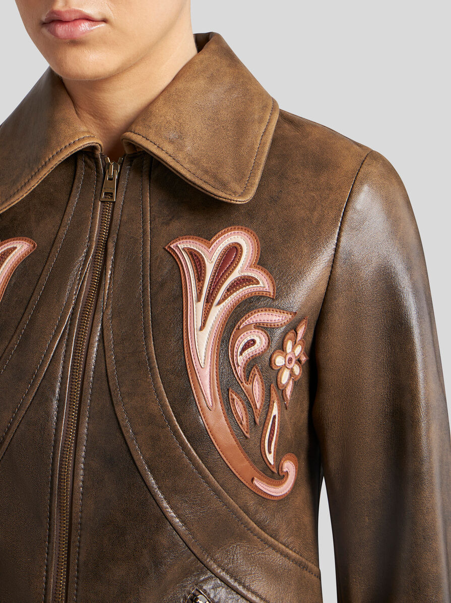 LEATHER JACKET WITH INLAYS - 3