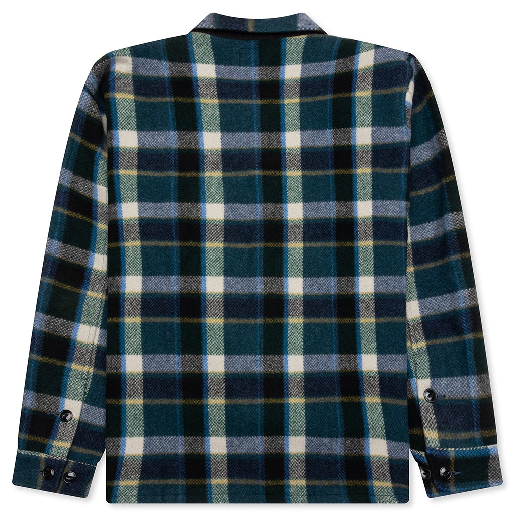 SMOKEY WOOL MELTON PLAID SHIRT - GREEN - 2