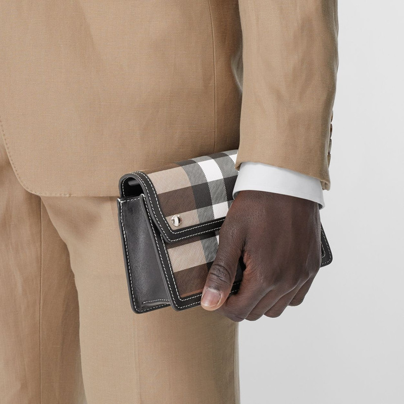 Check and Leather Crossbody Bag 14