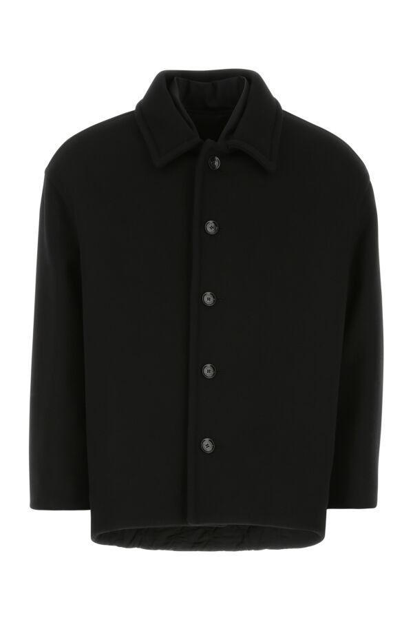 Valentino Garavani Men Black Wool Blend Coat - 1