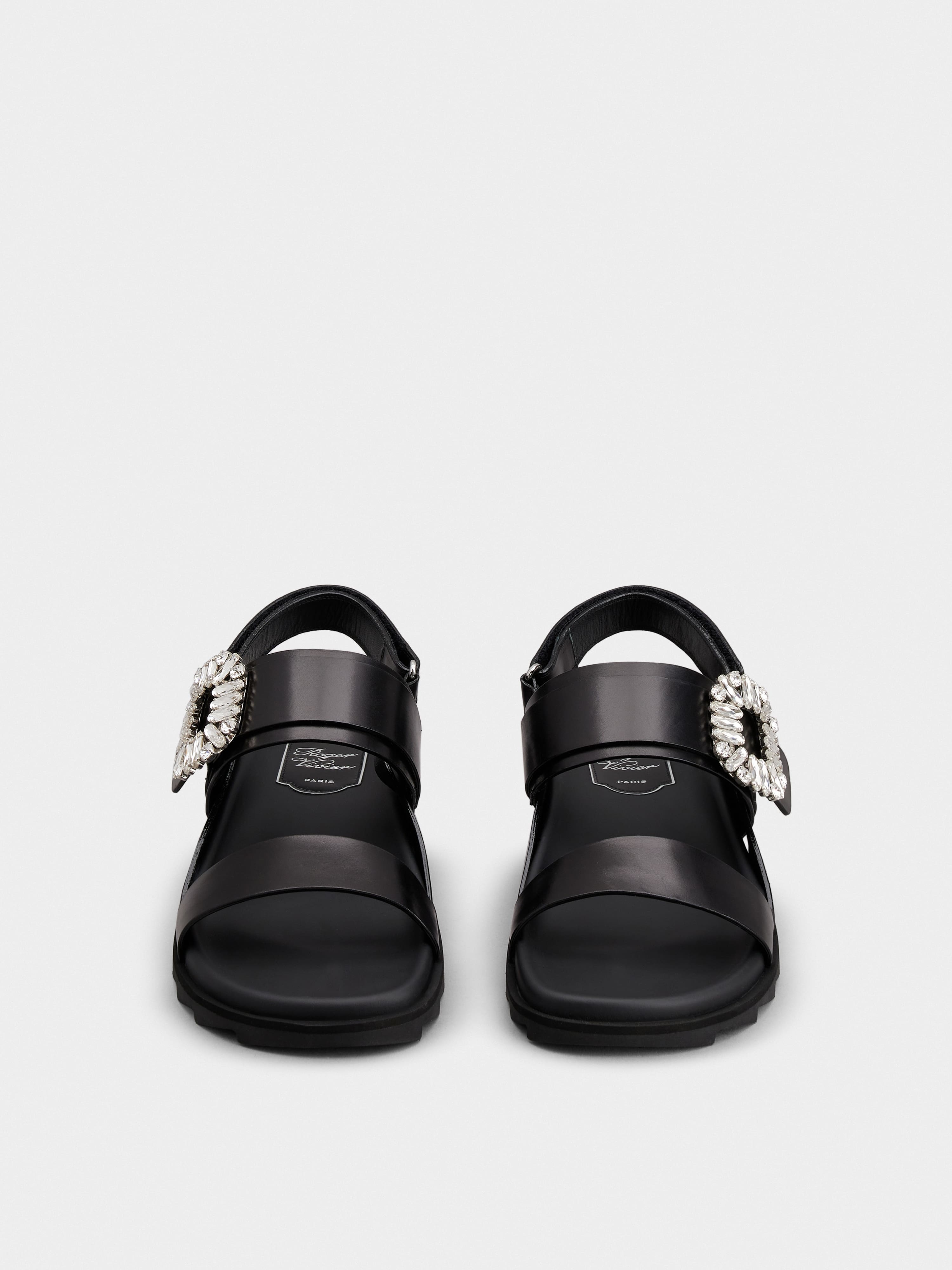 Slidy Viv' Strass Buckle Mules in Leather - 6