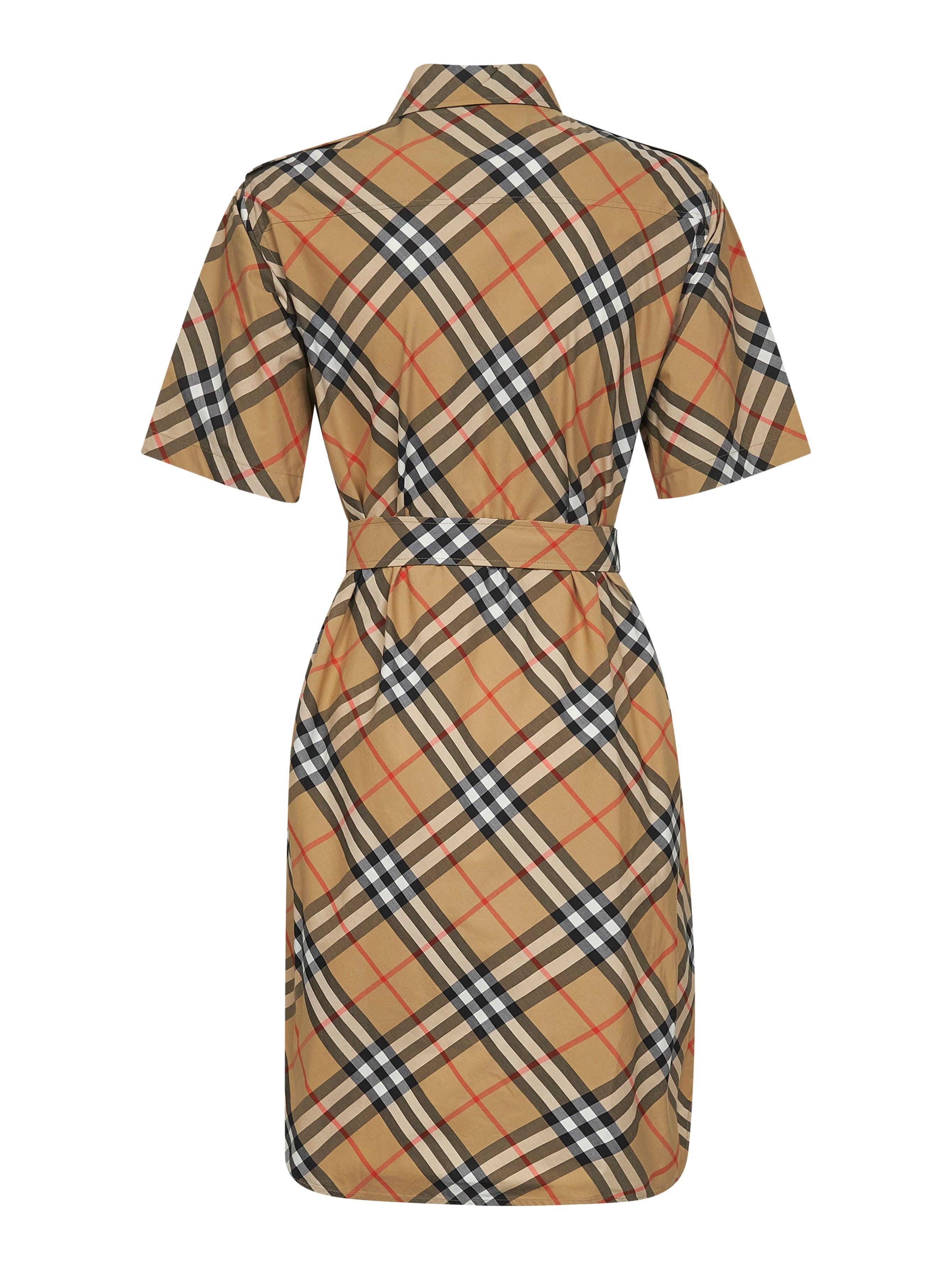 Beige check cotton shirt dress - 2