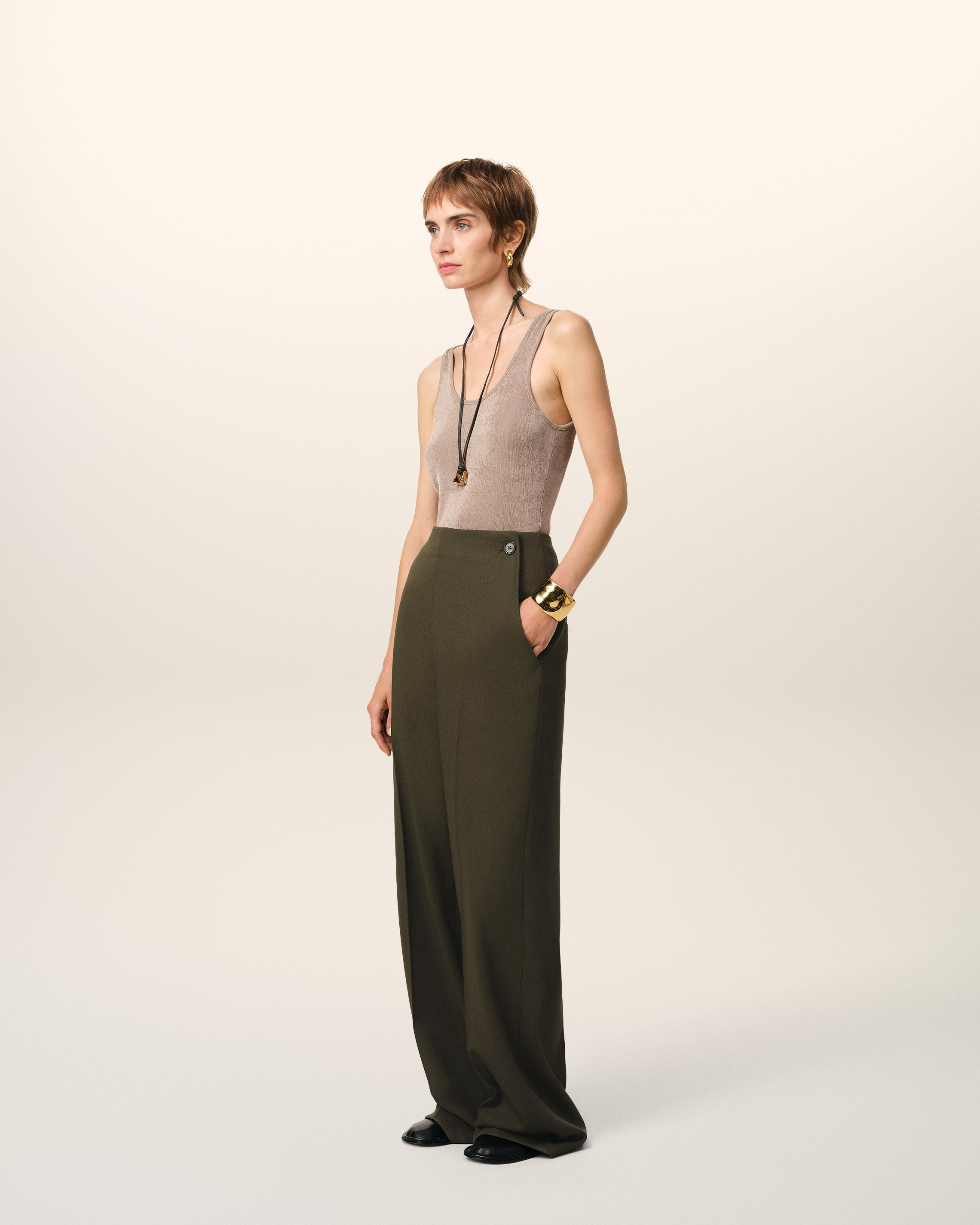 GREEN WOOL SAILOR TROUSERS - 6
