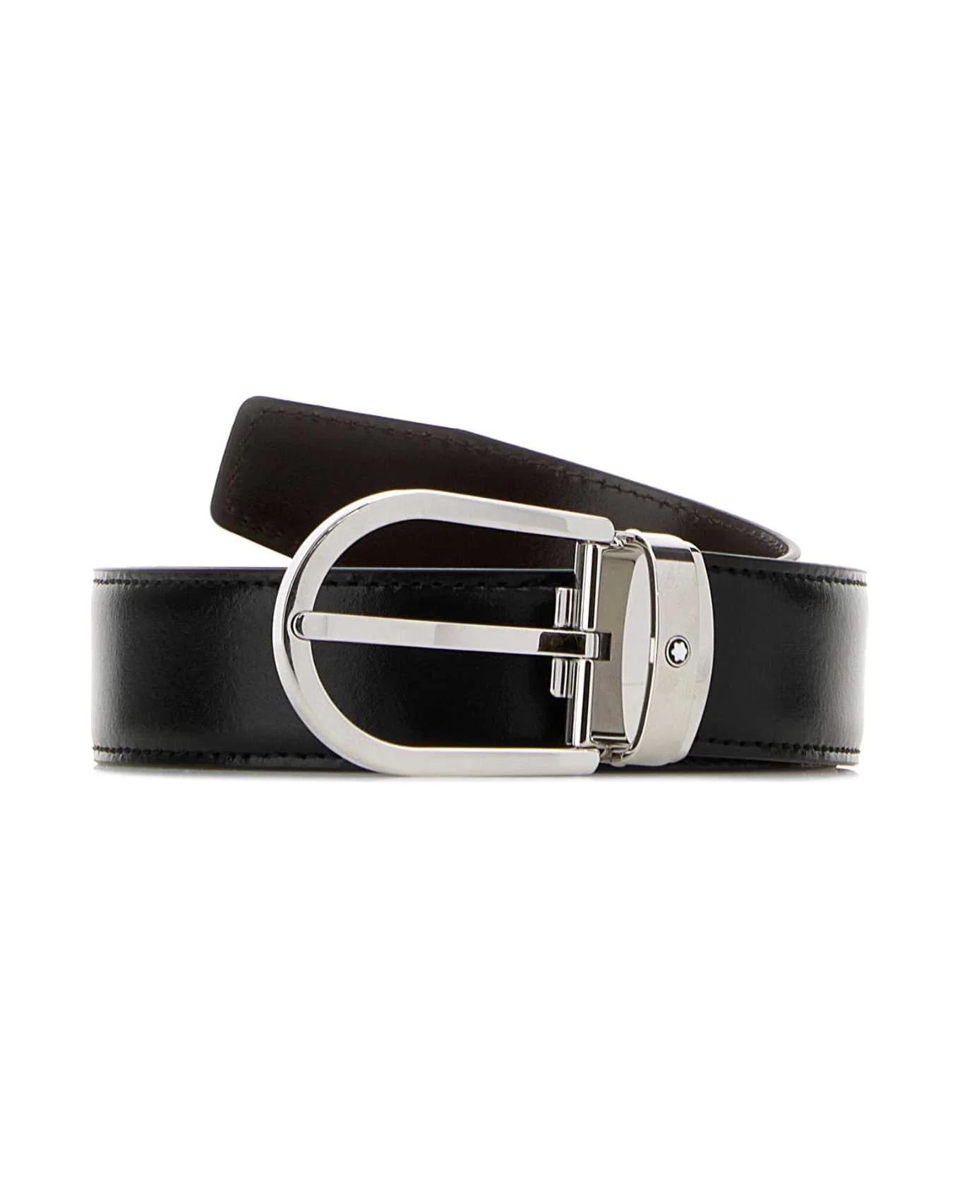 Black Leather Reversible Belt - 1