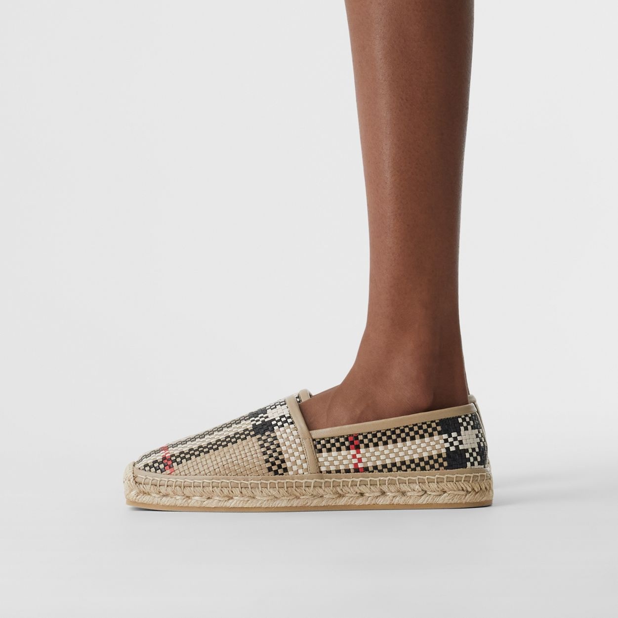 Latticed Leather Espadrilles - 3