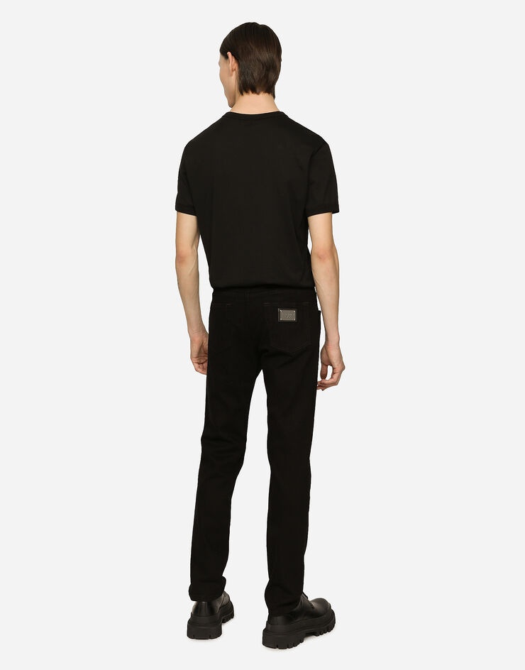 Black wash slim-fit stretch jeans - 3